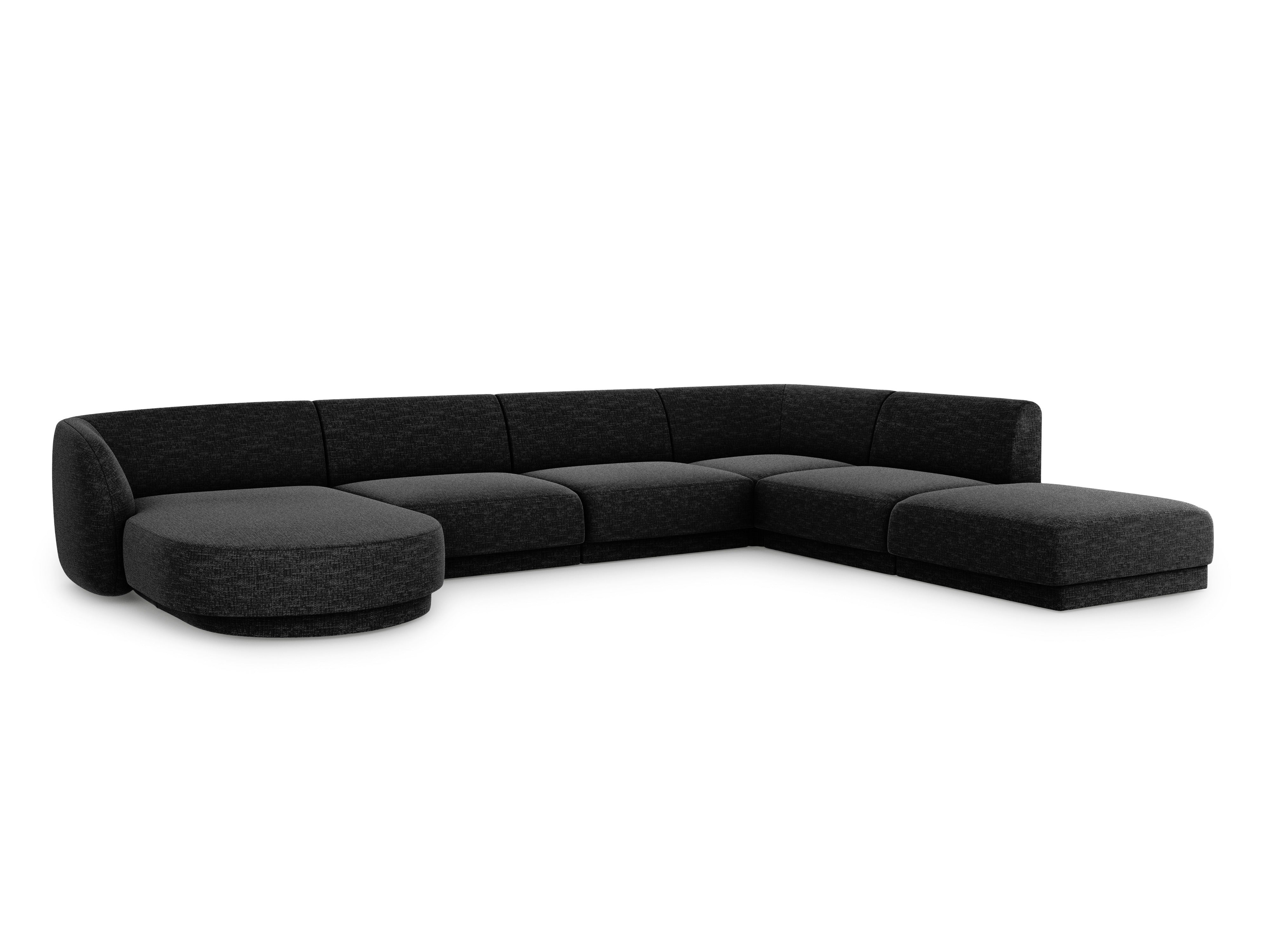 Right-facing U-shaped corner sofa MILEY black chenille