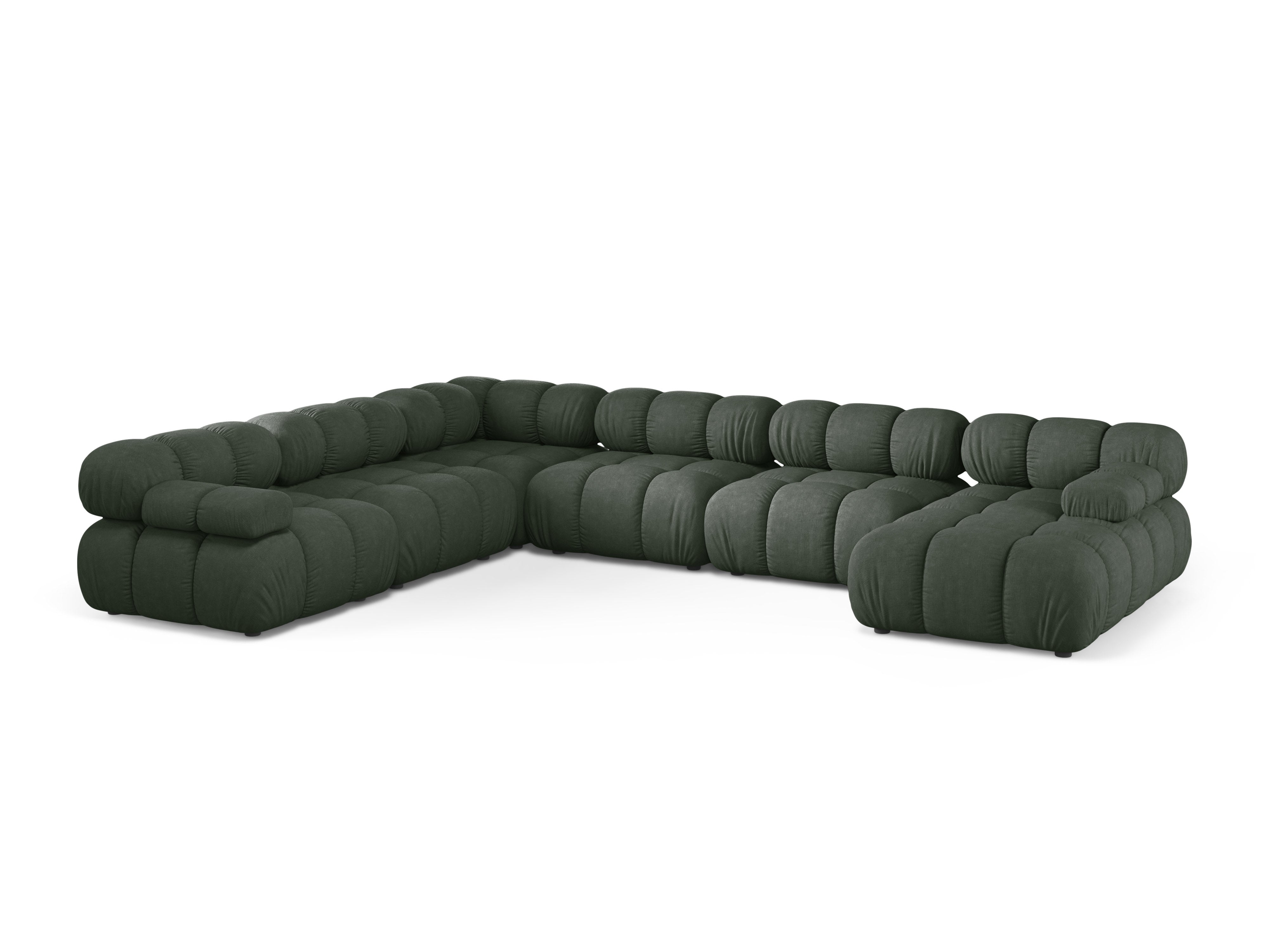 Panoramischer Ecksofa links BELLIS in Dunkelgrün