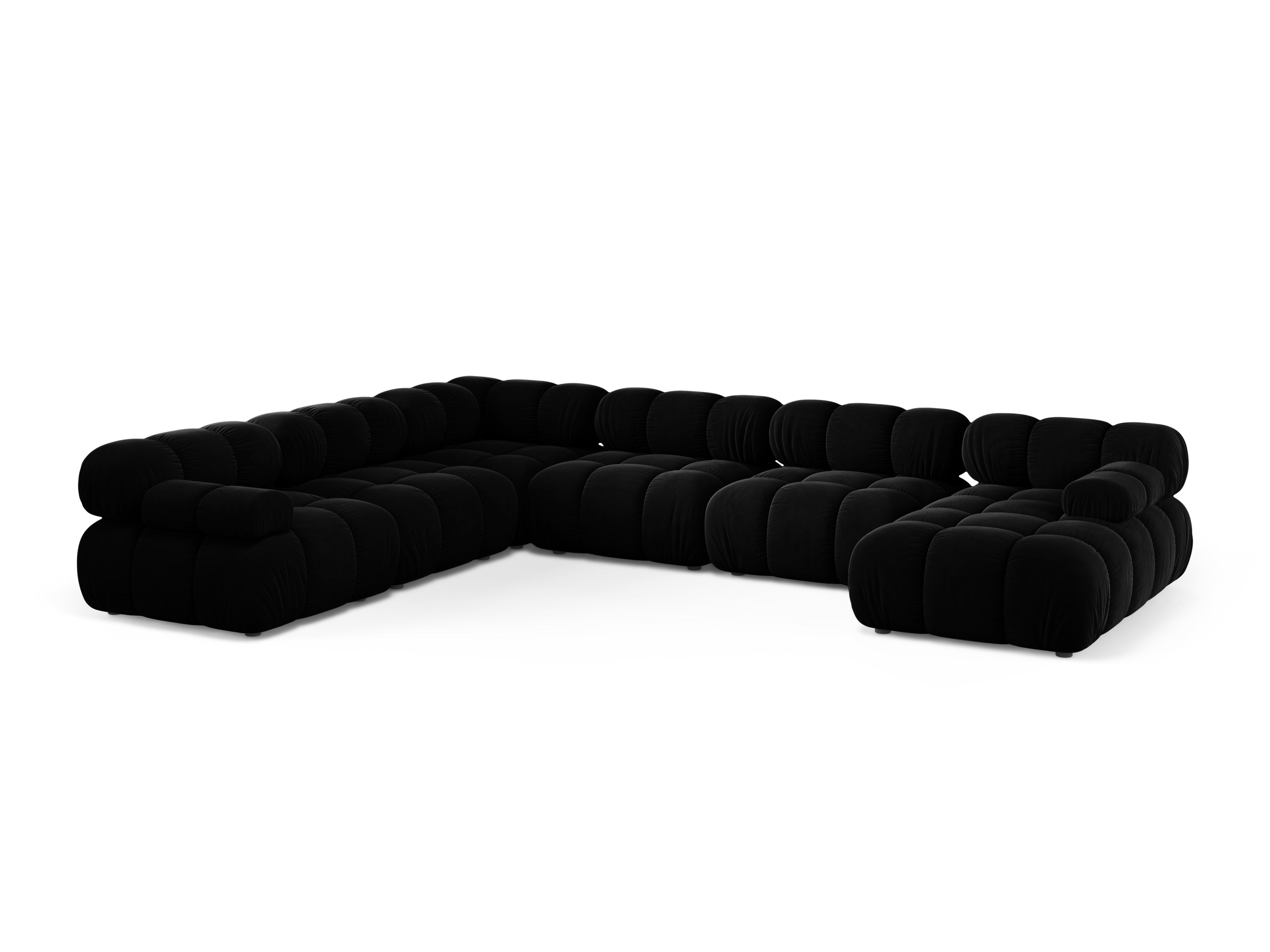 Panoramischer Ecksofa links BELLIS aus schwarzem Samt