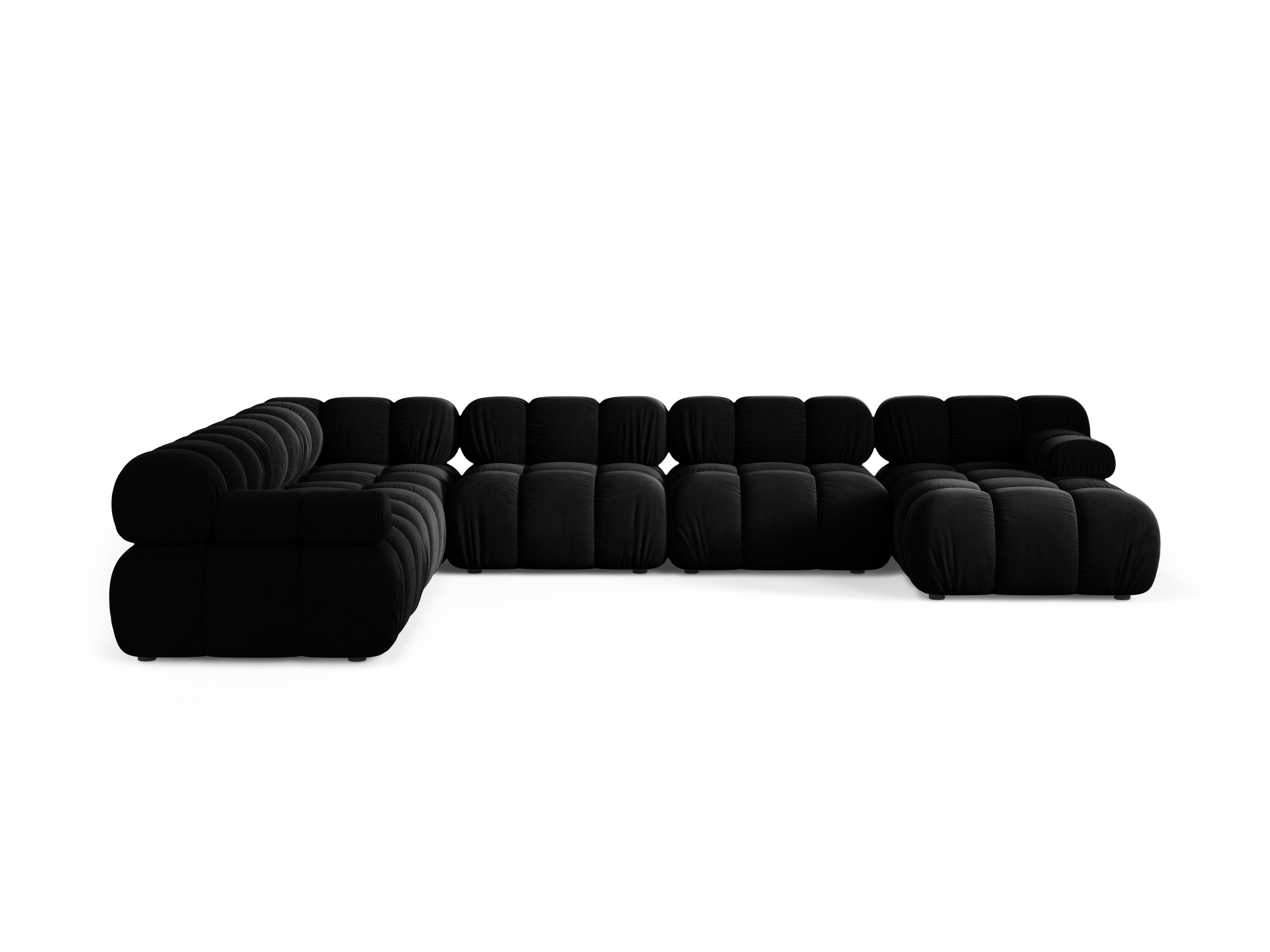 Panoramischer Ecksofa links BELLIS aus schwarzem Samt