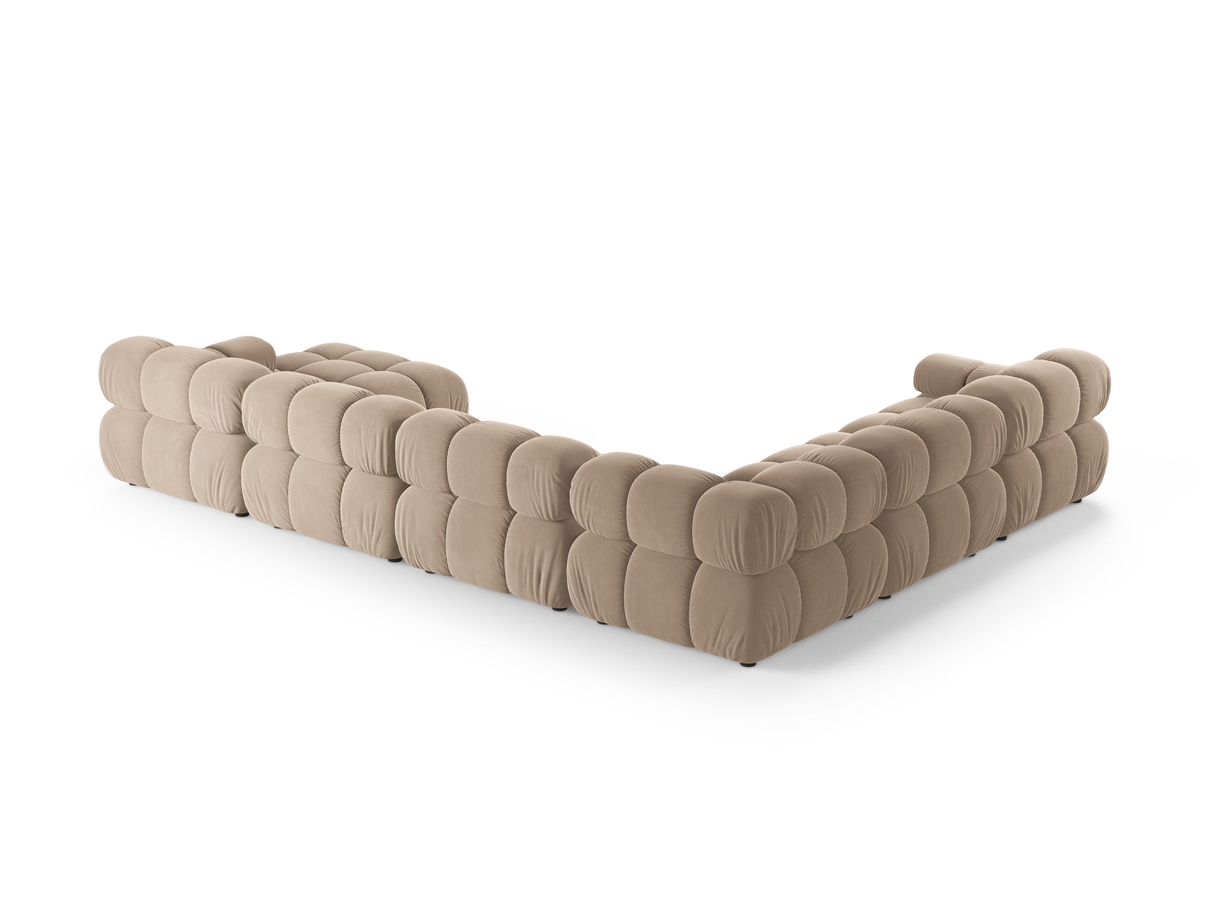 Panoramischer Ecksofa links BELLIS in beigem Velours
