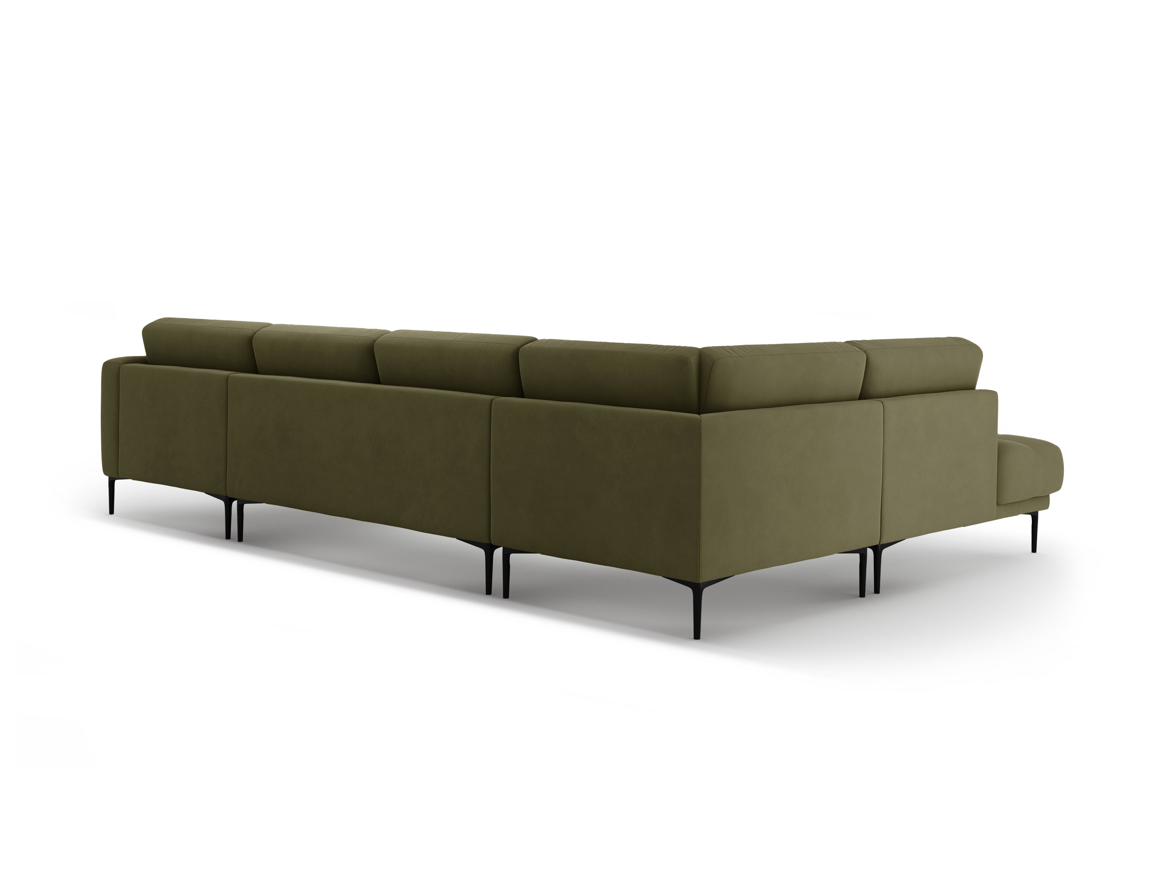 Left-sided panoramic velvet corner sofa BEMY green