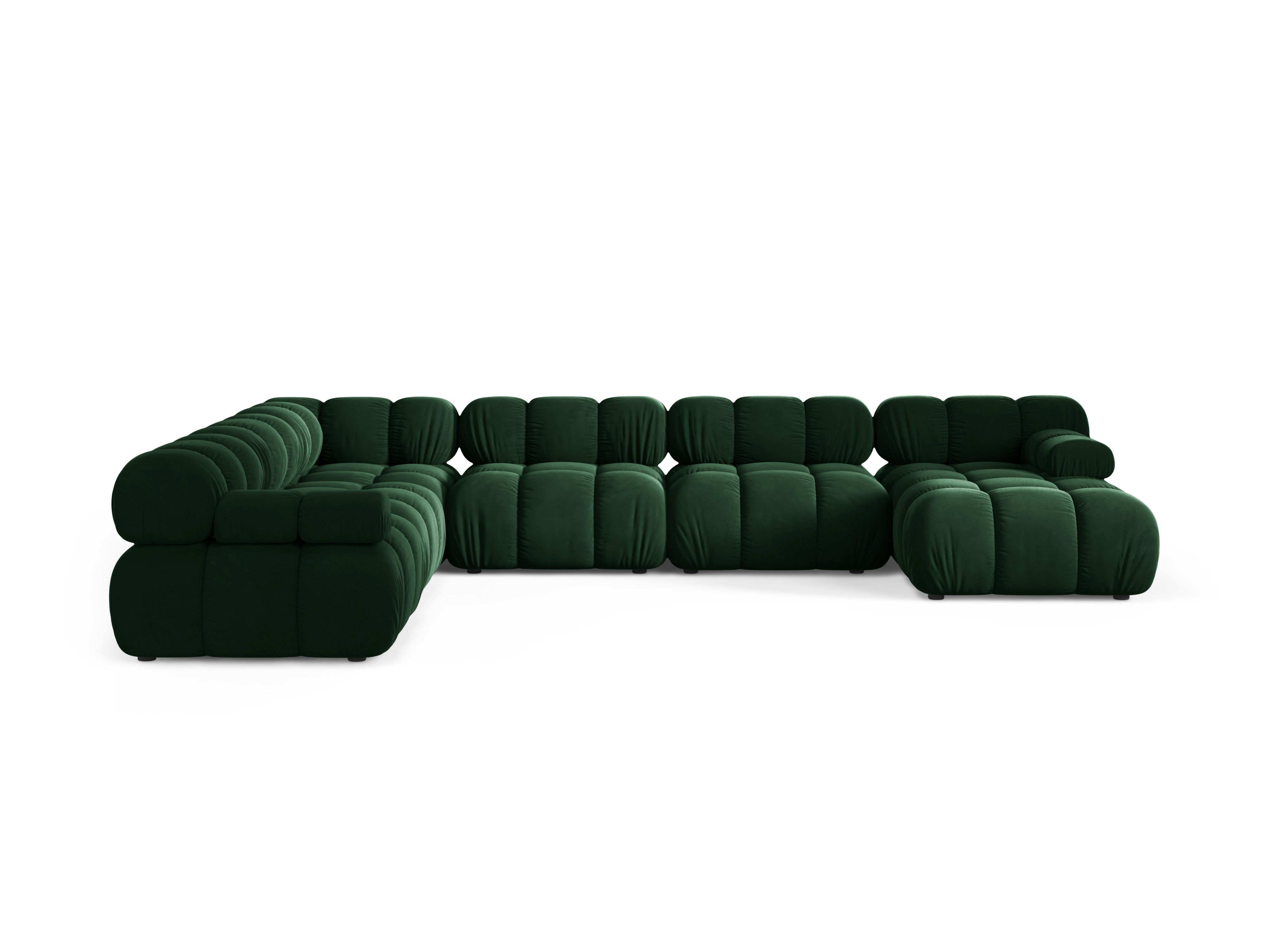 Panoramischer Samt-Ecksofa BELLIS links, flaschengrün