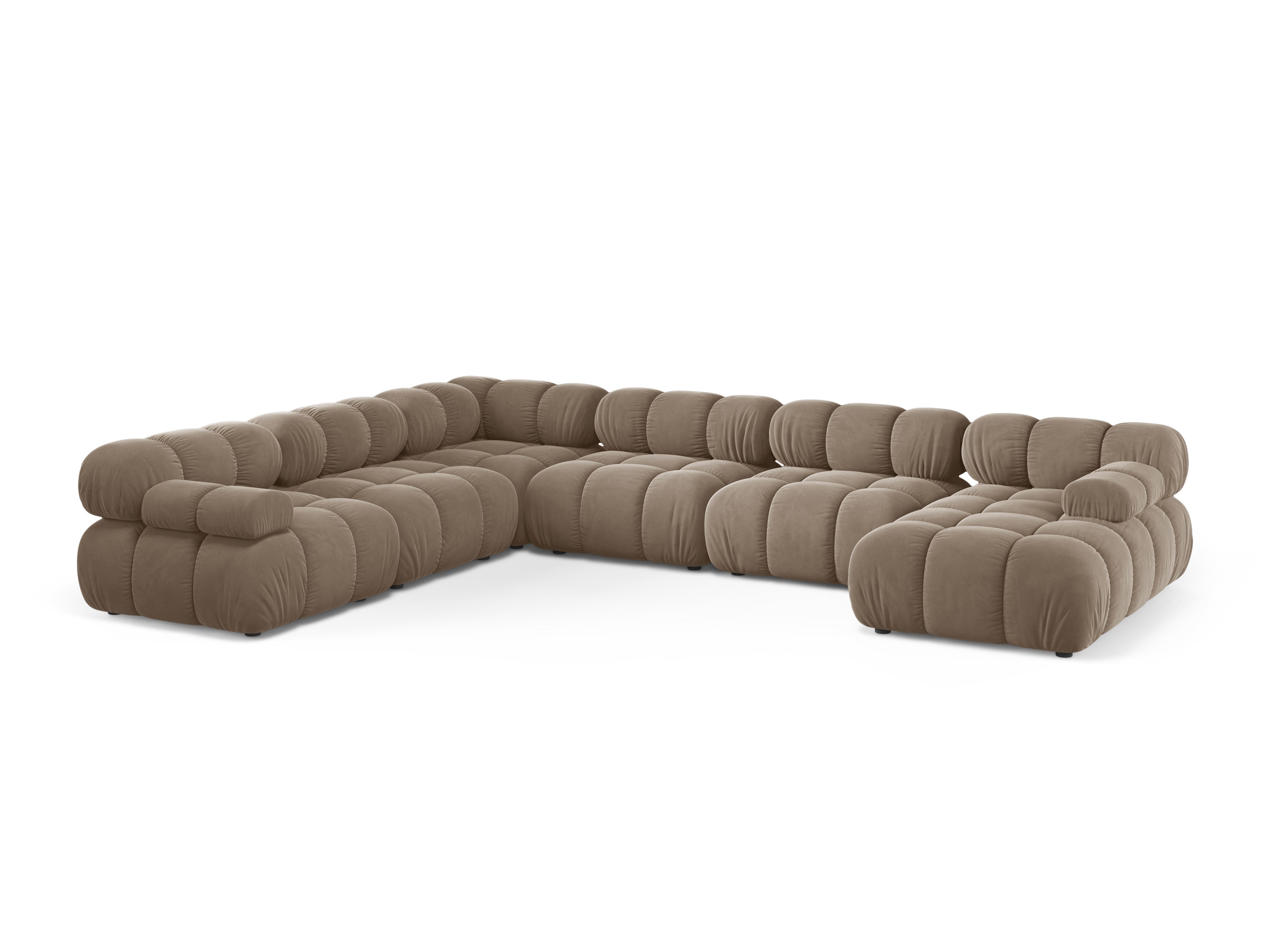 Panoramischer Samt-Ecksofa links BELLIS Cappuccino