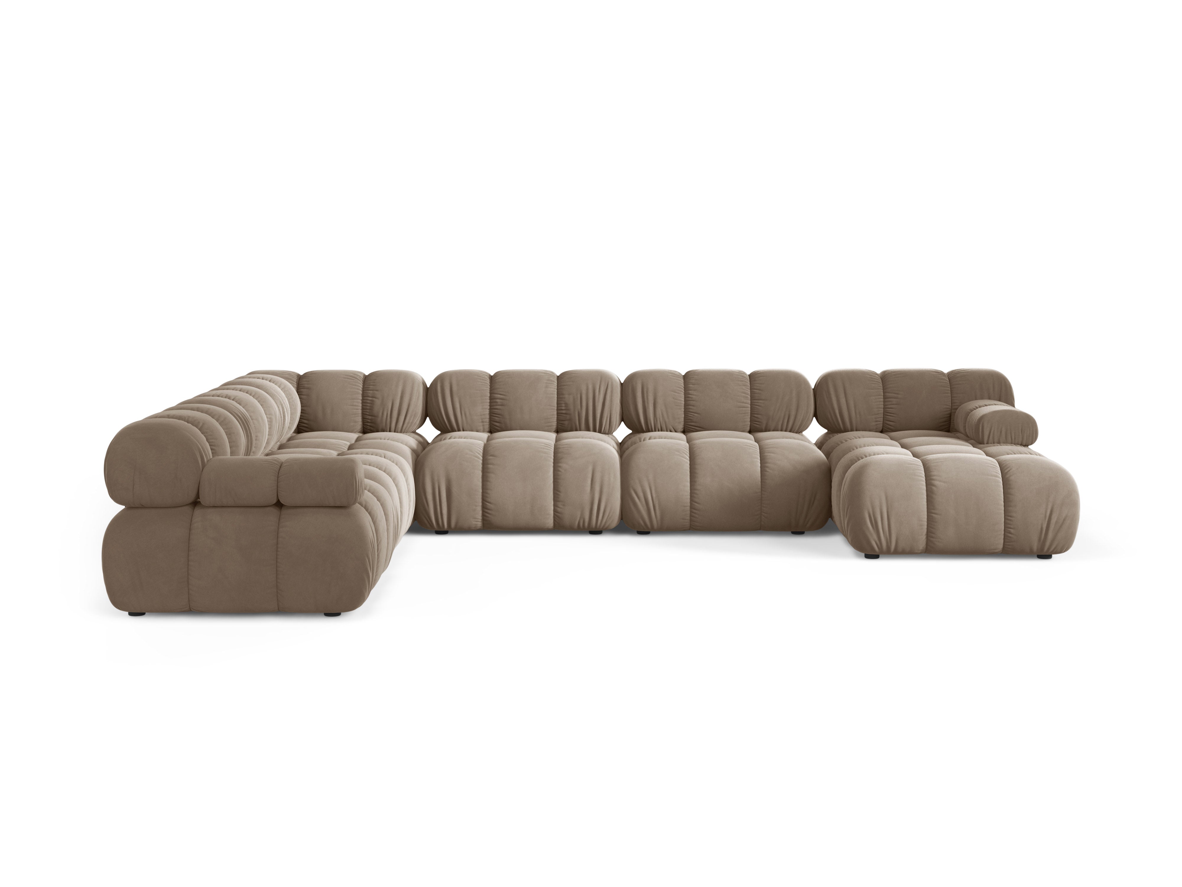 Panoramischer Samt-Ecksofa links BELLIS Cappuccino