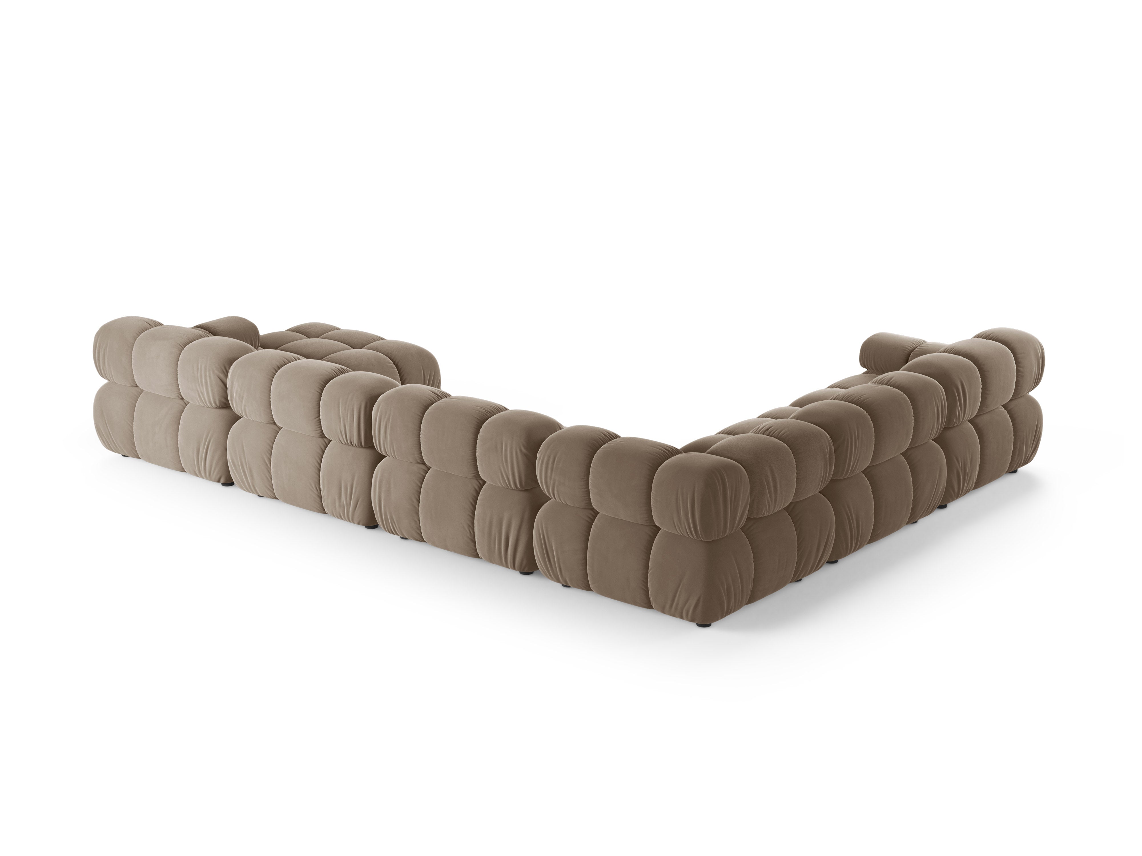 Panoramischer Samt-Ecksofa links BELLIS Cappuccino