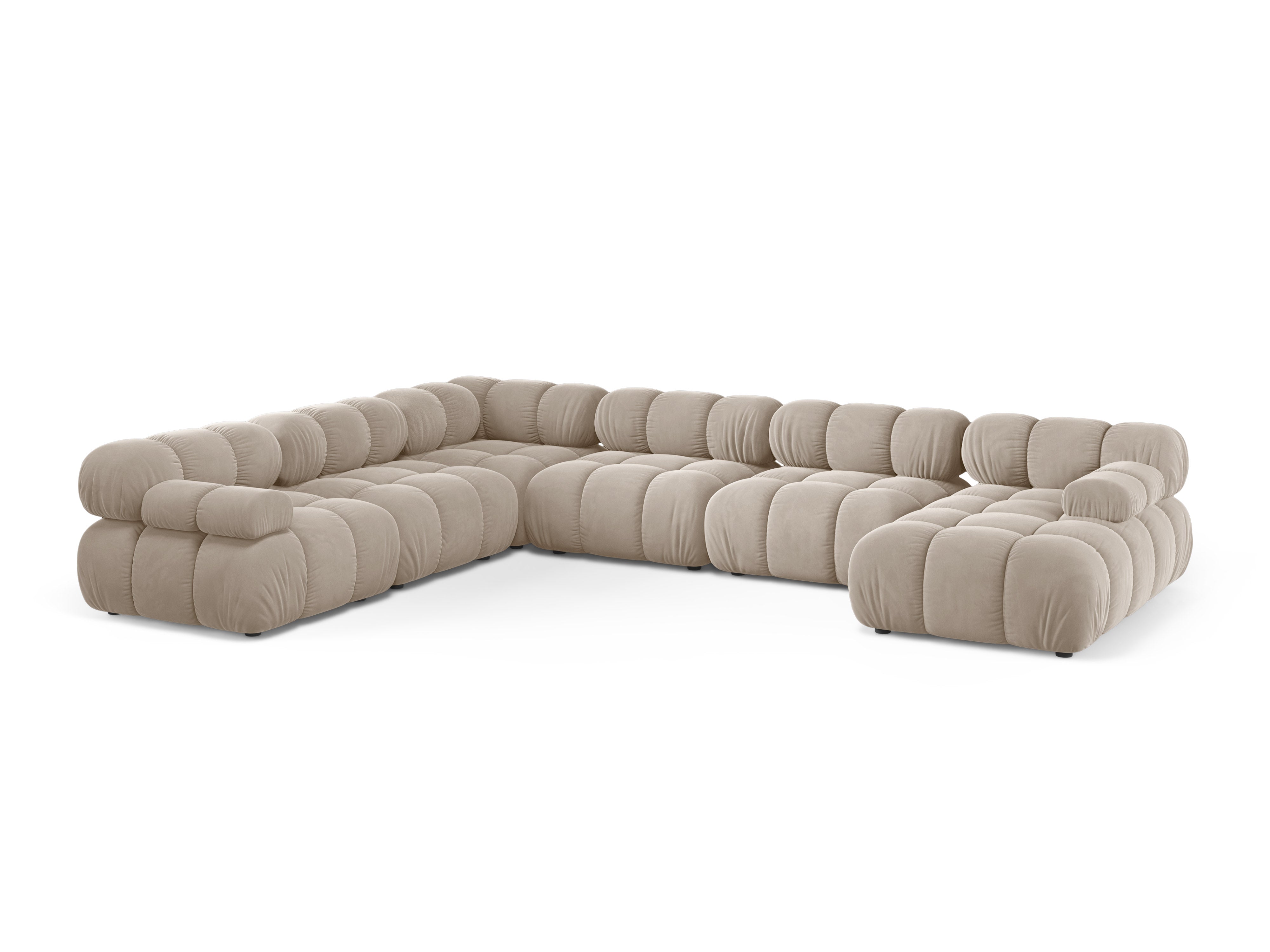 Panoramischer Samt-Ecksofa links BELLIS beige