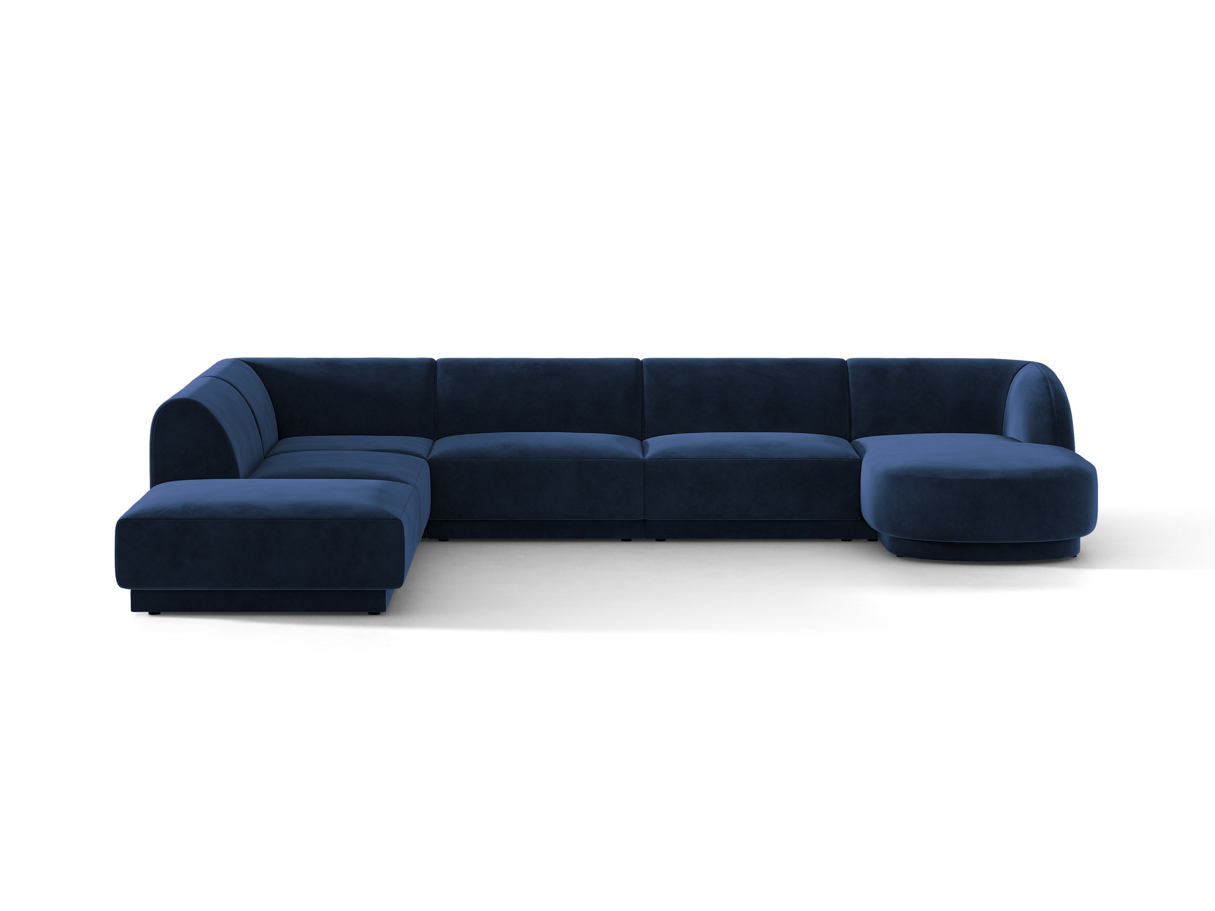 Samt-Ecksofa für 6 Personen in U-Form links MILEY marineblau