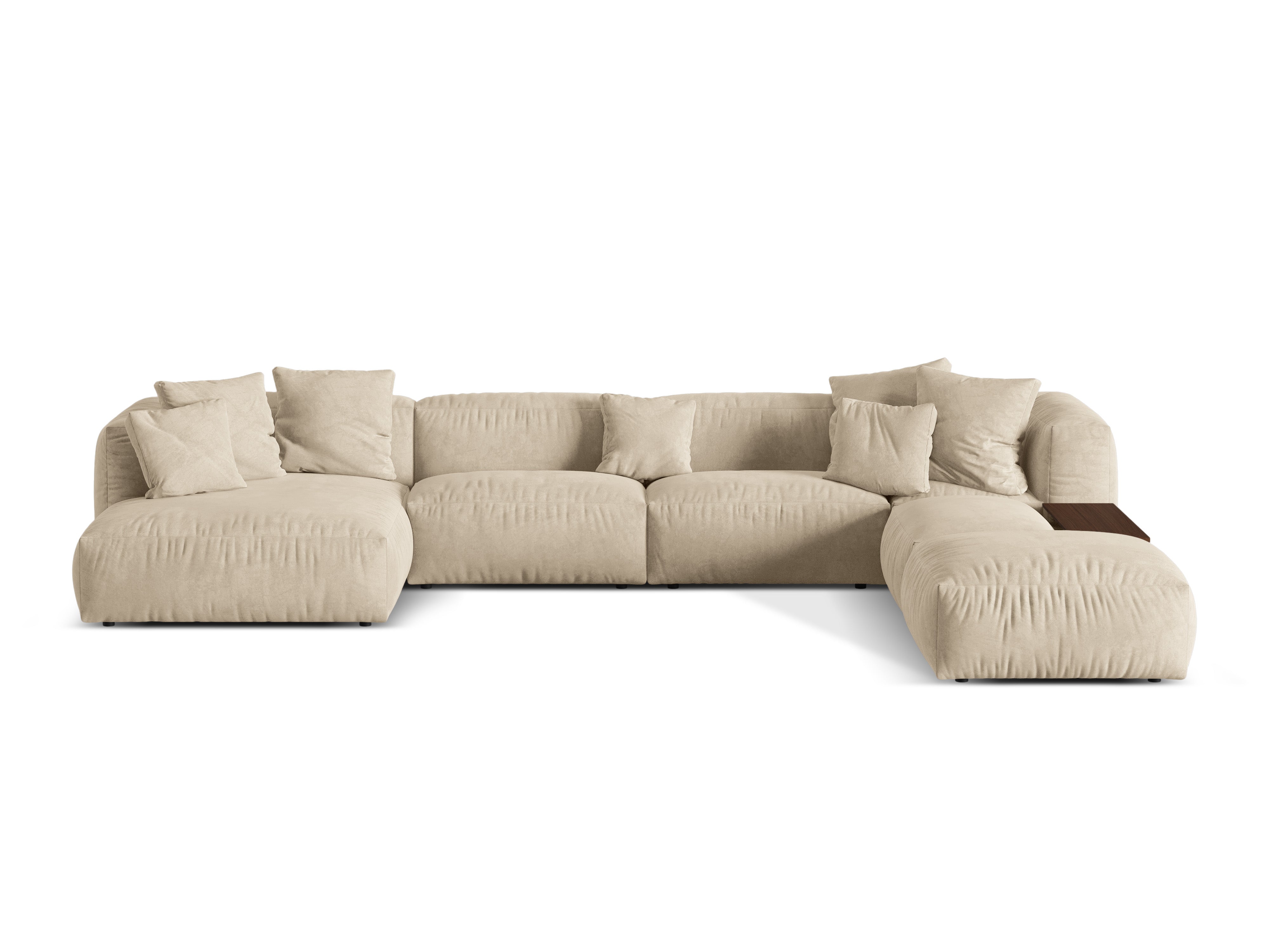 Right -sided corner velvet panoramic martin light beige