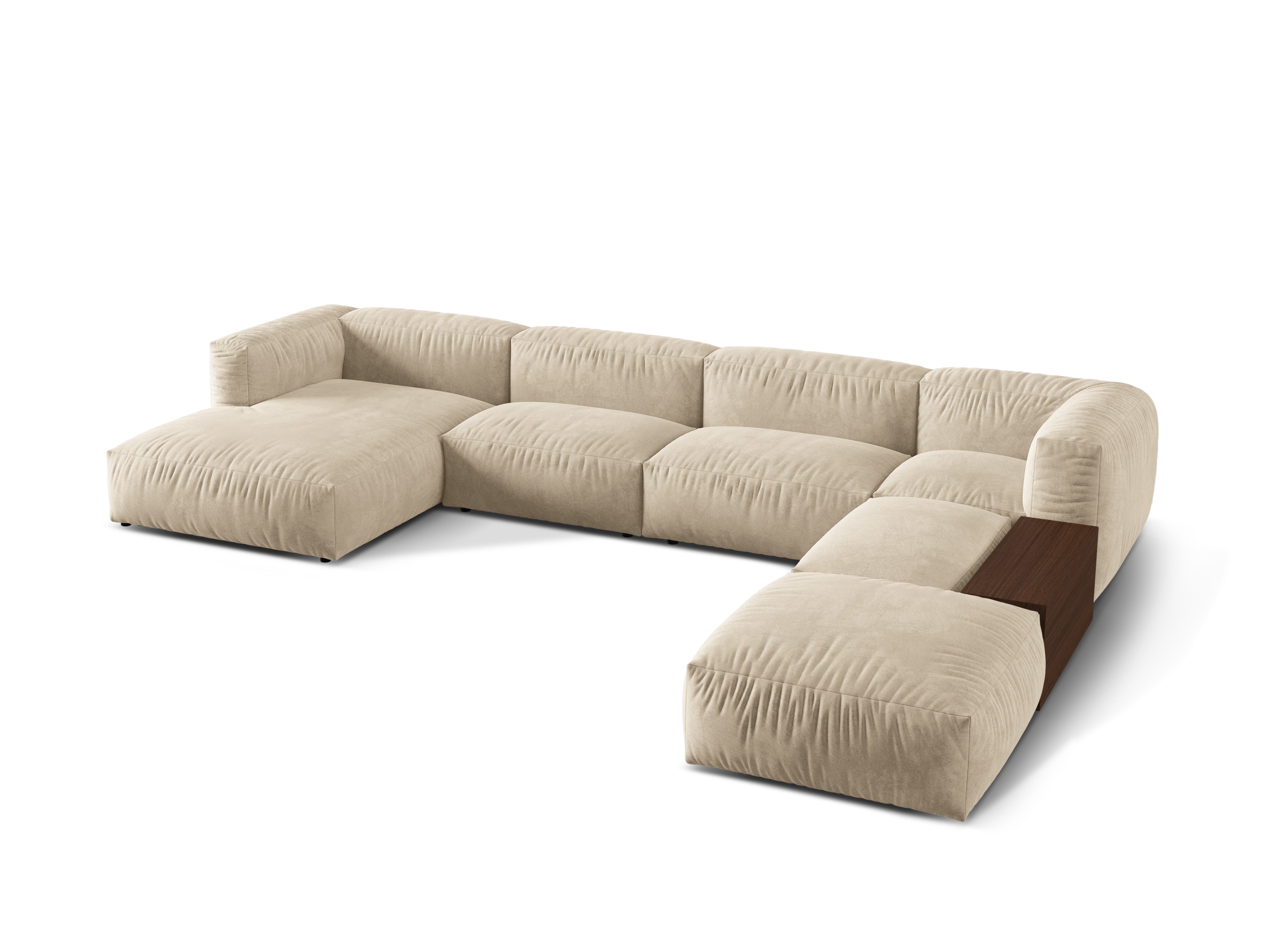 Right -sided corner velvet panoramic martin light beige