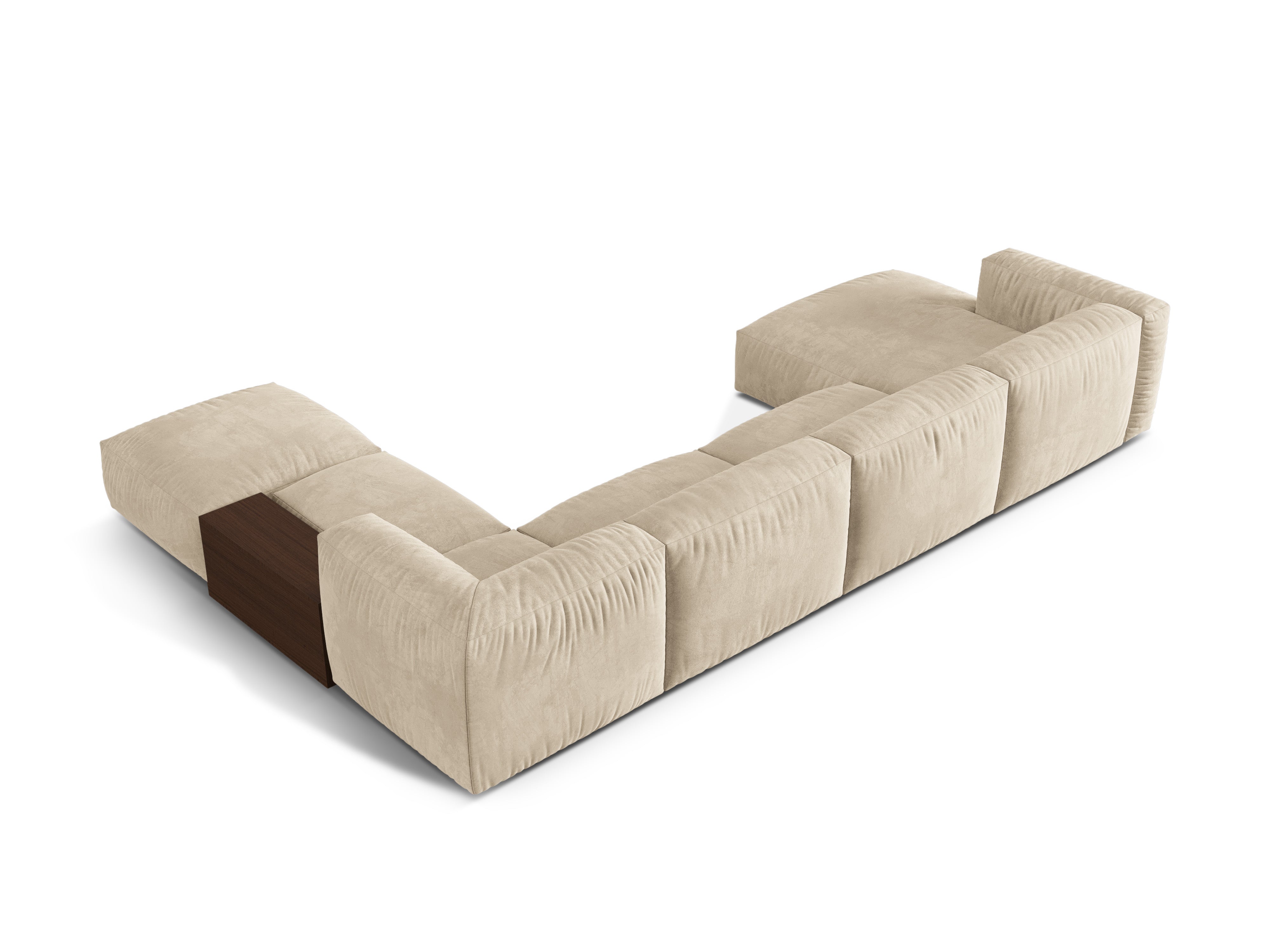 Right -sided corner velvet panoramic martin light beige