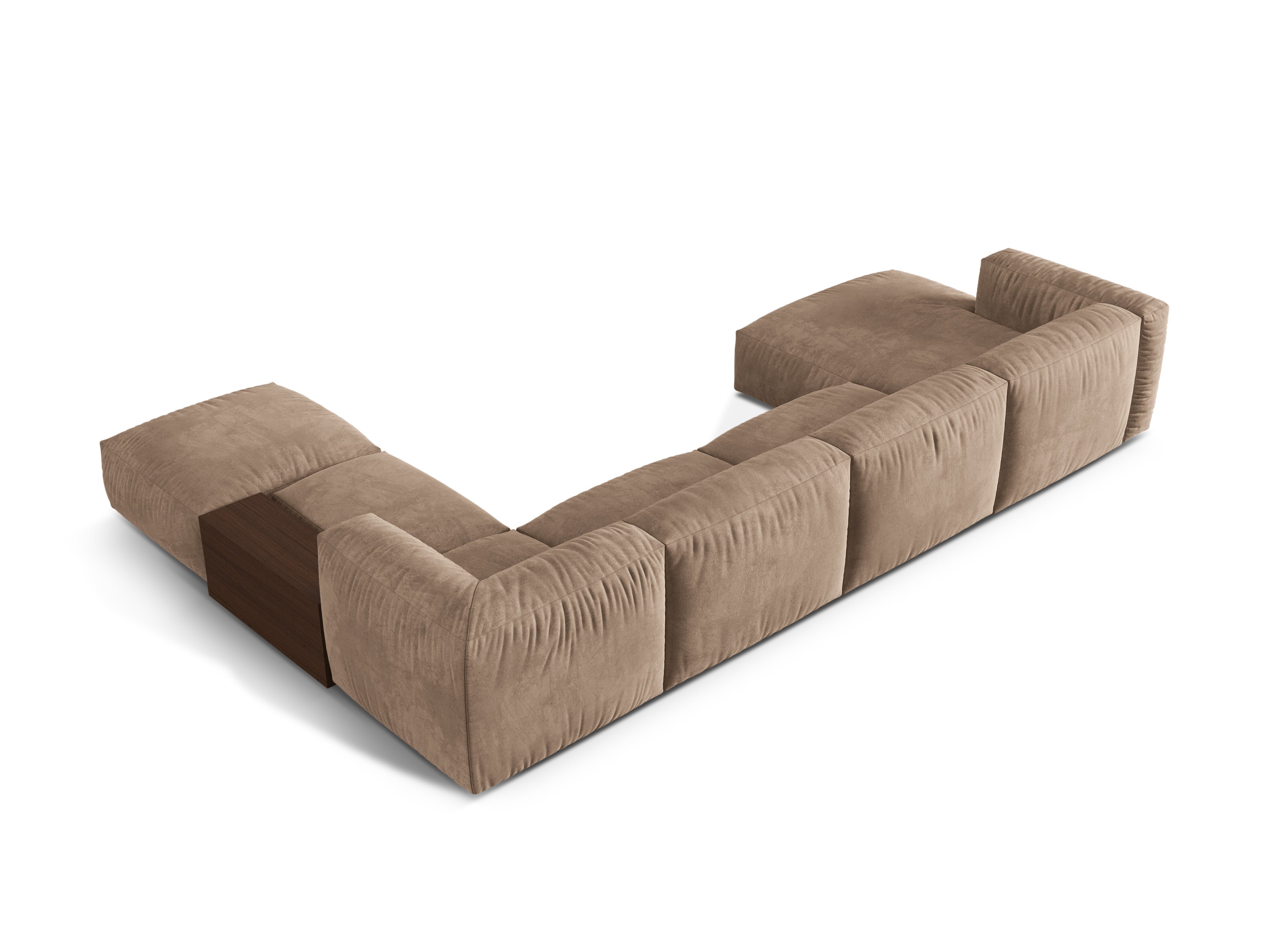 Right -sided corner velvet panoramic Martina dark beige