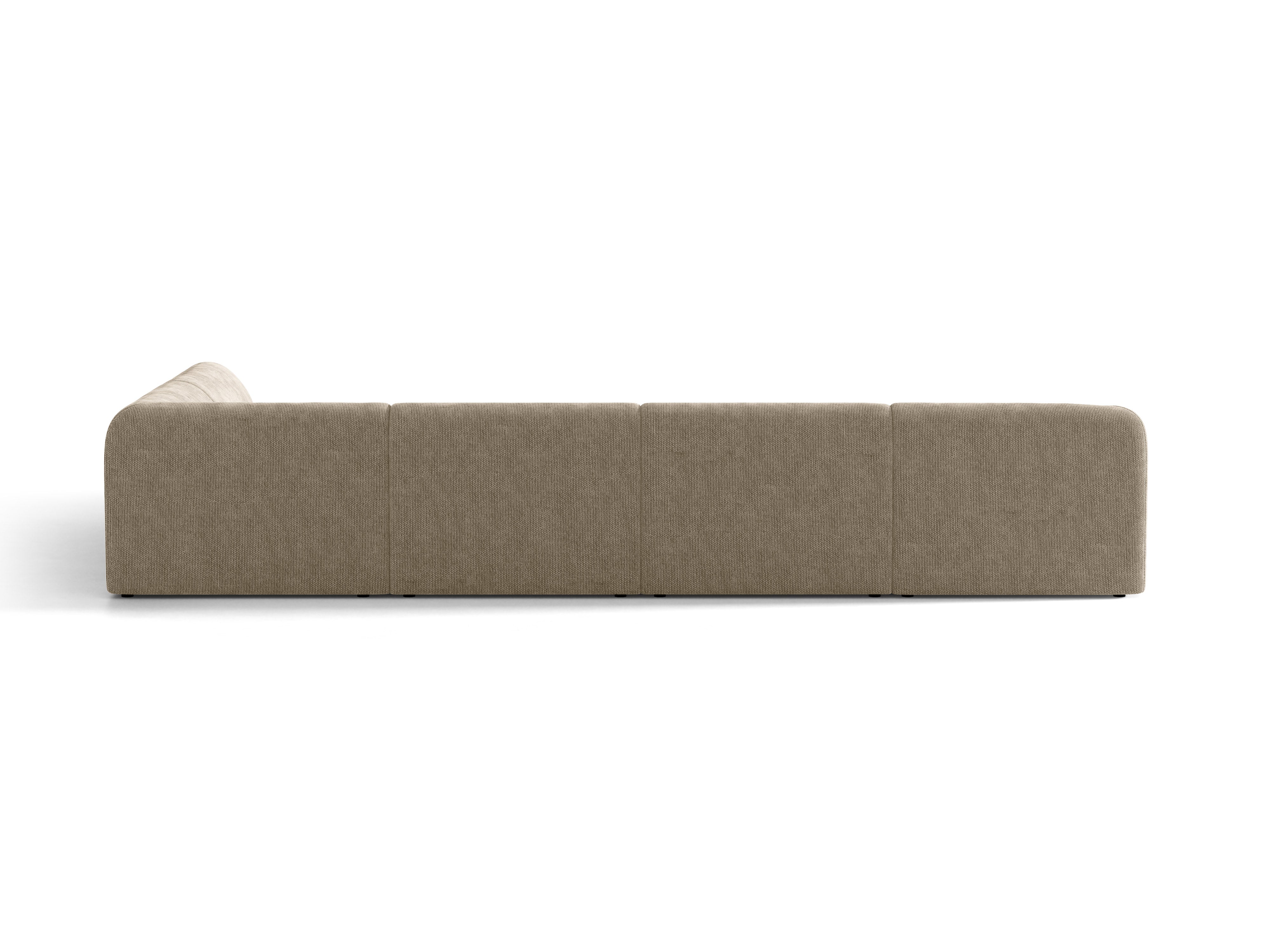 Rechtsseitige panoramische 6-Sitzer-Eckcouch MILEY beige samtig