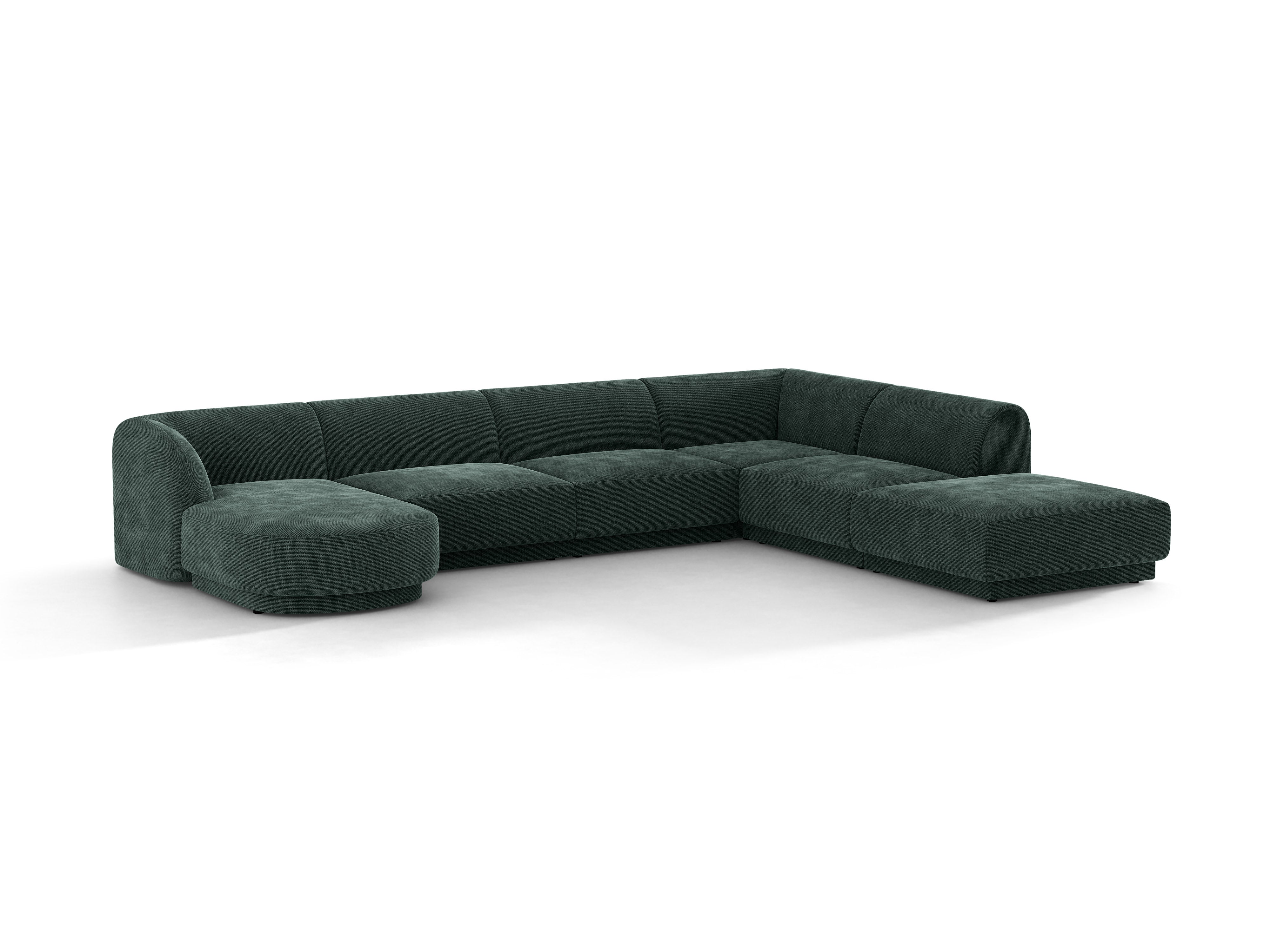 Rechtsseitige panoramische 6-Sitzer-Couch MILEY petrol samtig