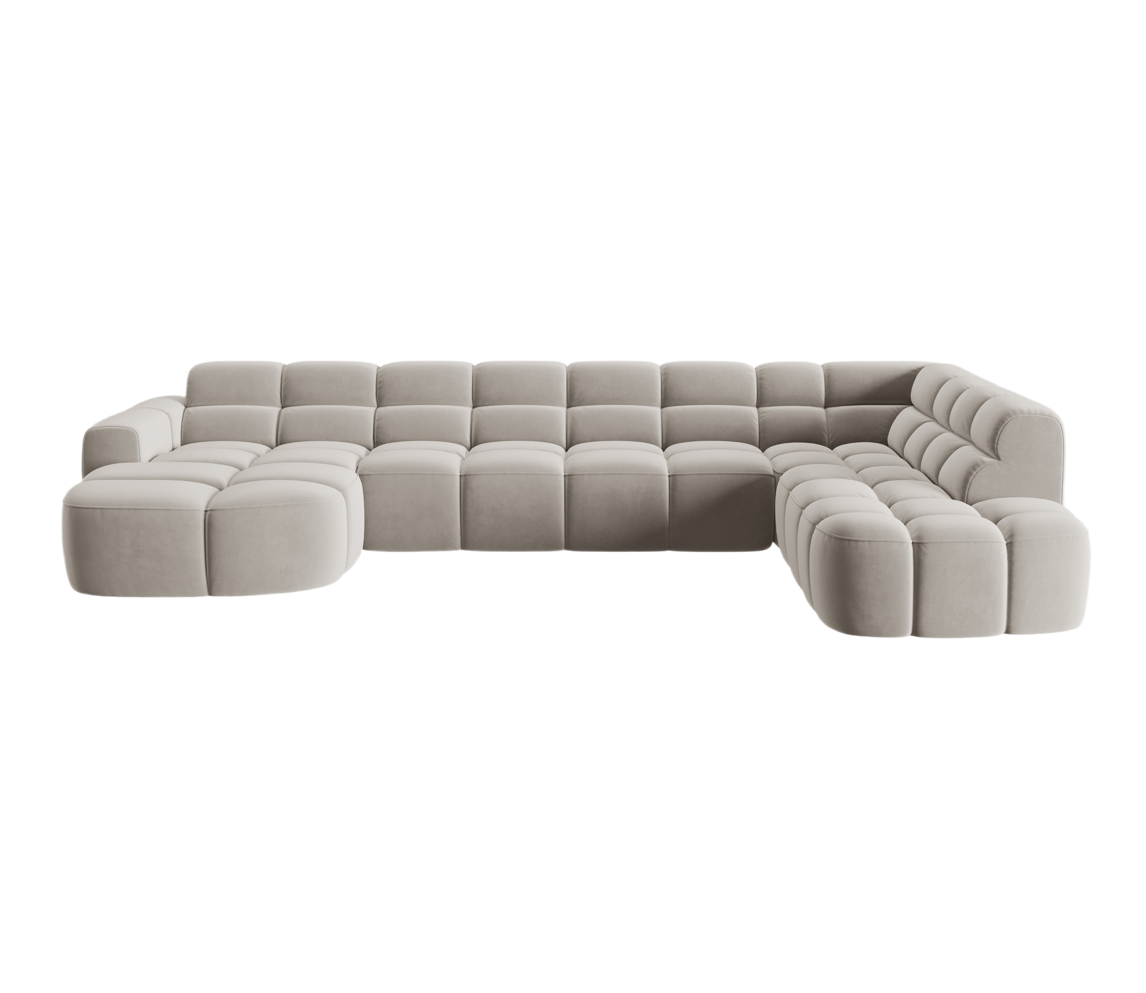 LISA Light Beige Right-Hand Velvet Panoramic Corner Sofa