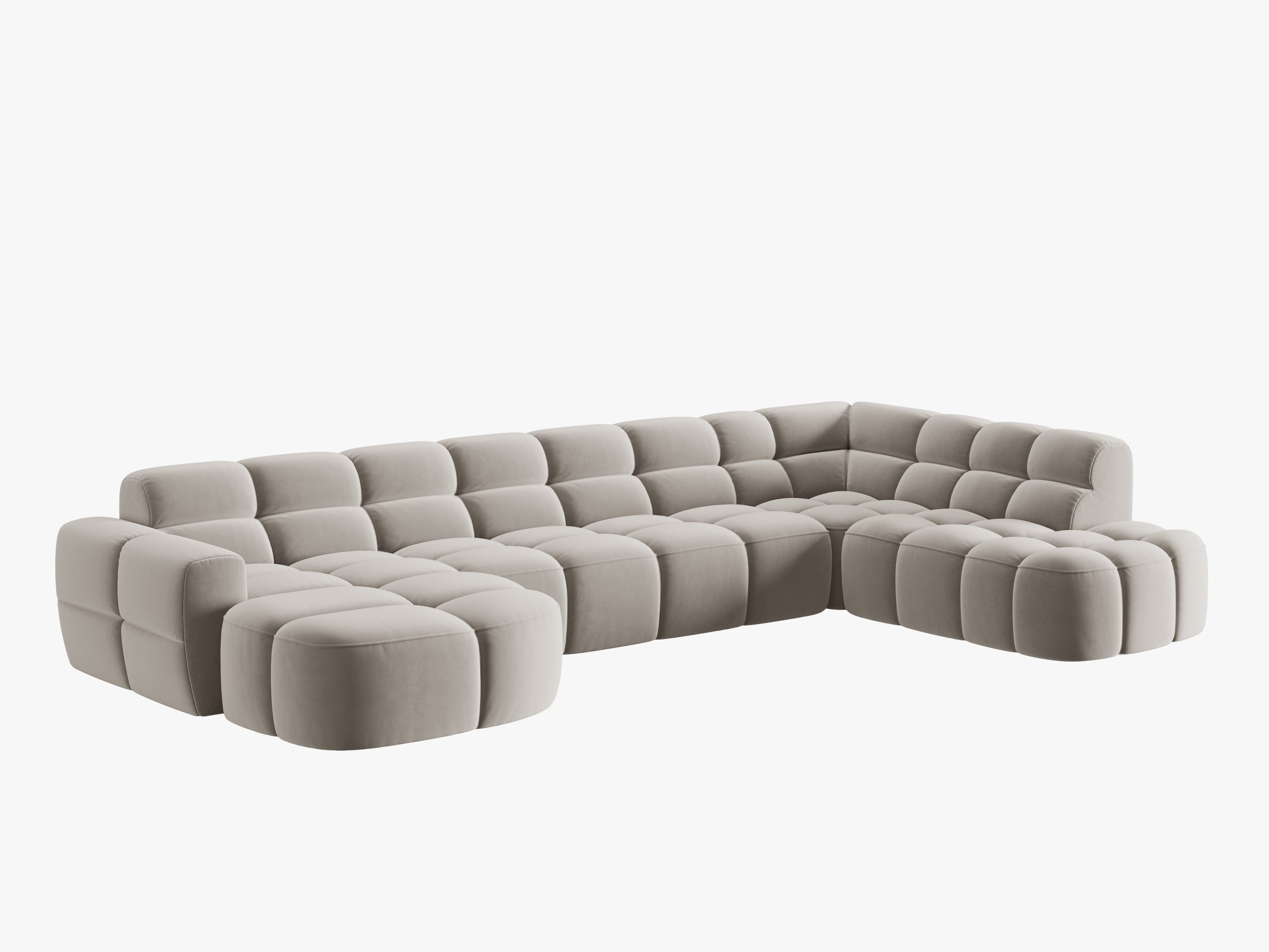 LISA Light Beige Right-Hand Velvet Panoramic Corner Sofa