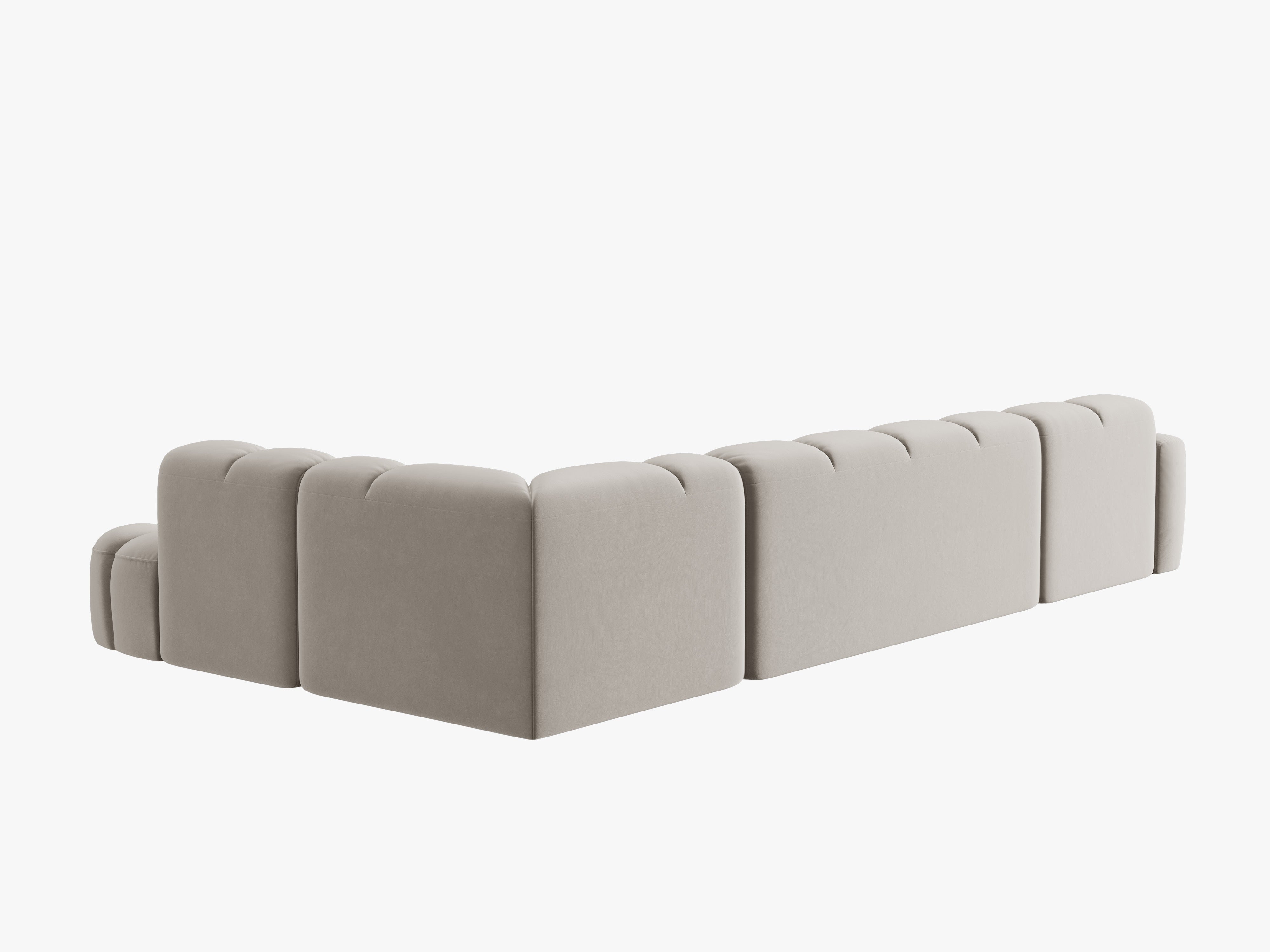 LISA Light Beige Right-Hand Velvet Panoramic Corner Sofa