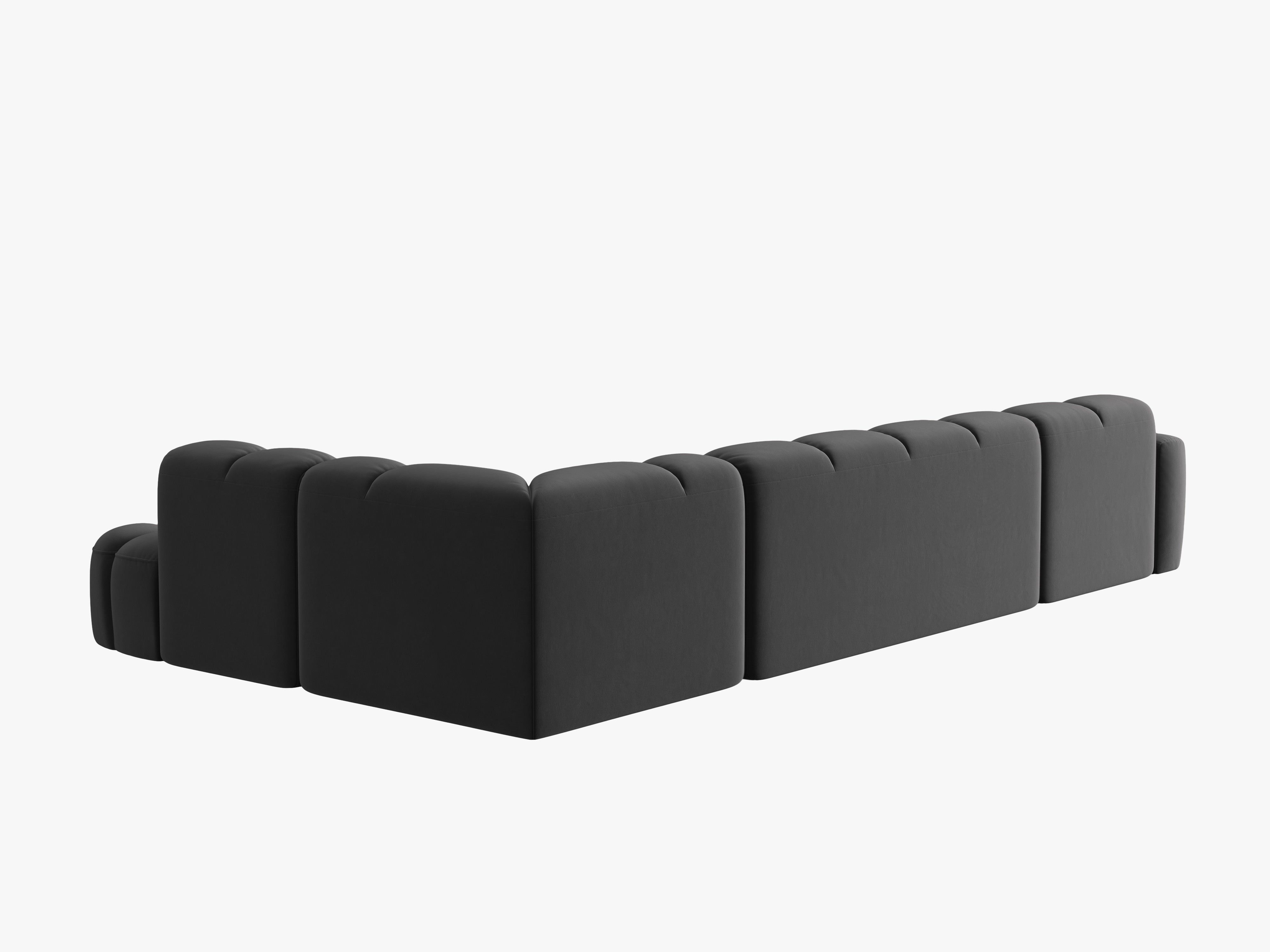 Velvet panoramic corner sofa right side LISA dark gray