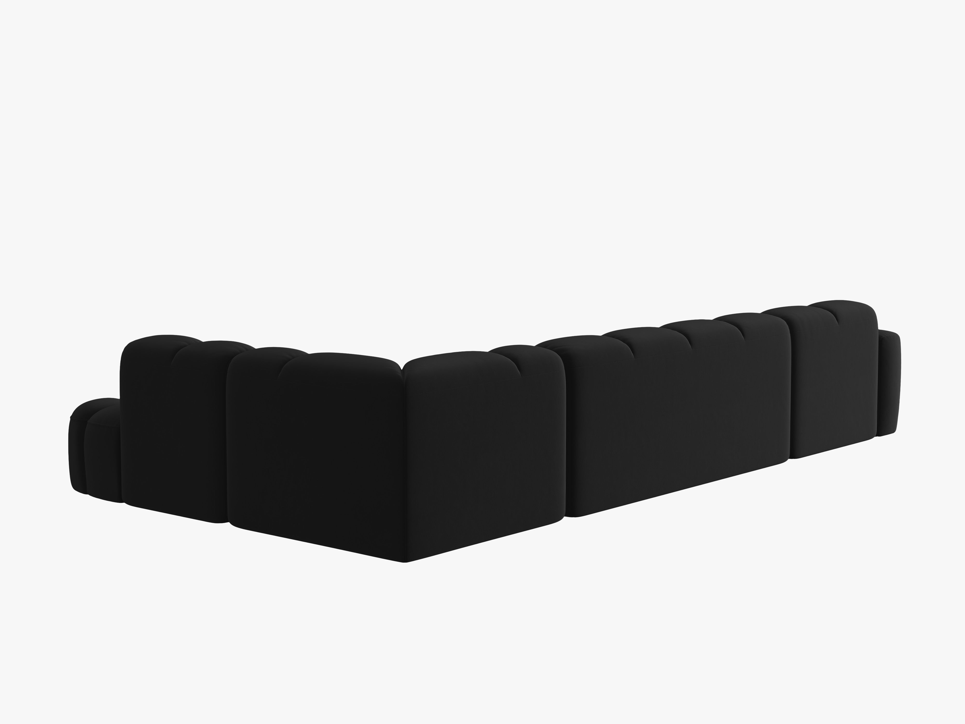 Black velvet panoramic right-sided corner sofa LISA