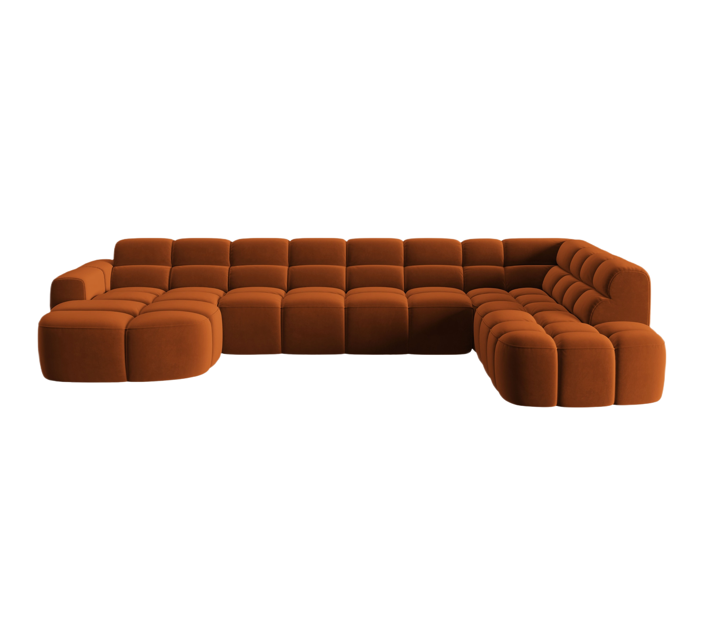 Velvet panoramic corner sofa right side LISA terracotta