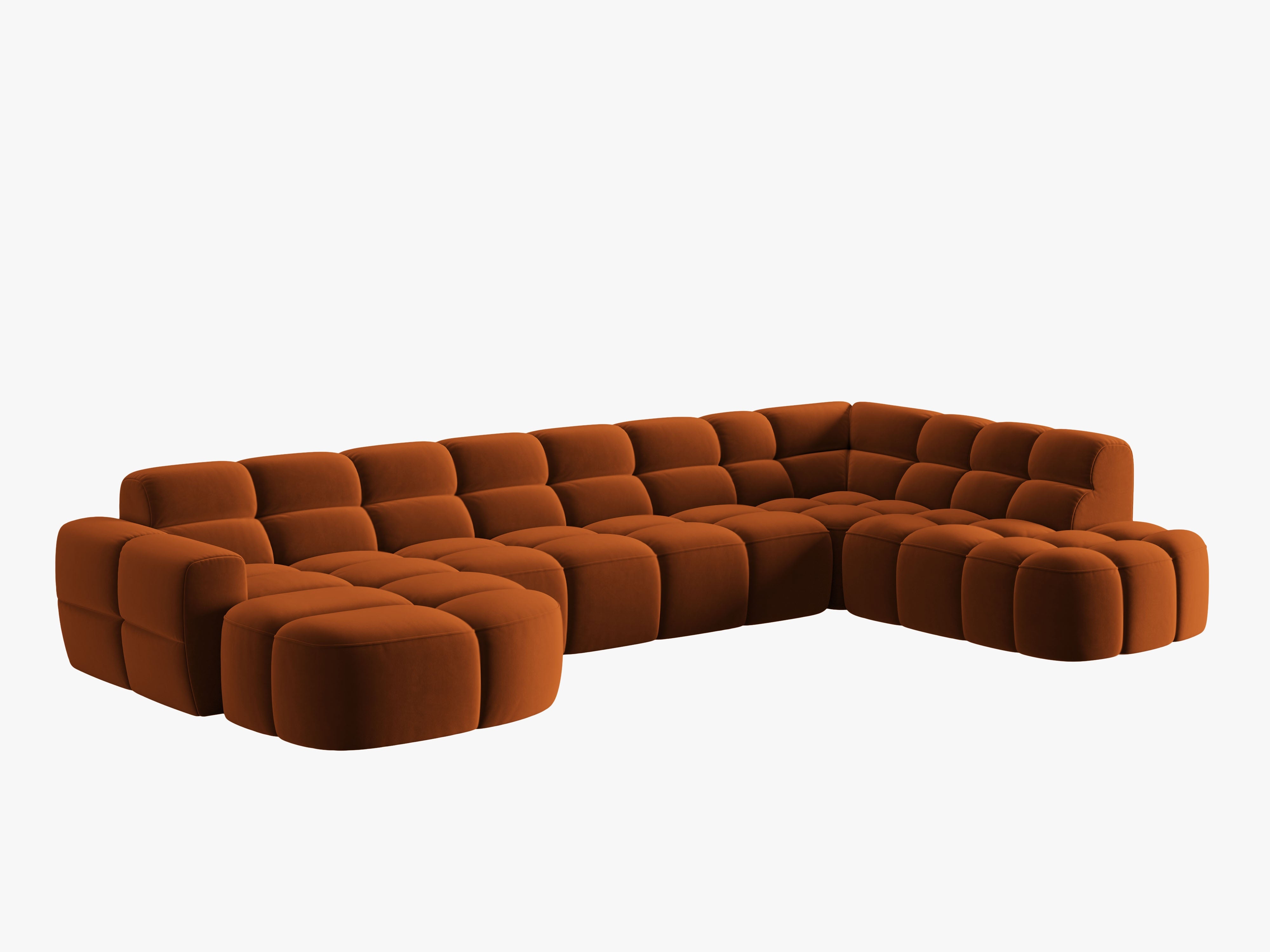 Velvet panoramic corner sofa right side LISA terracotta