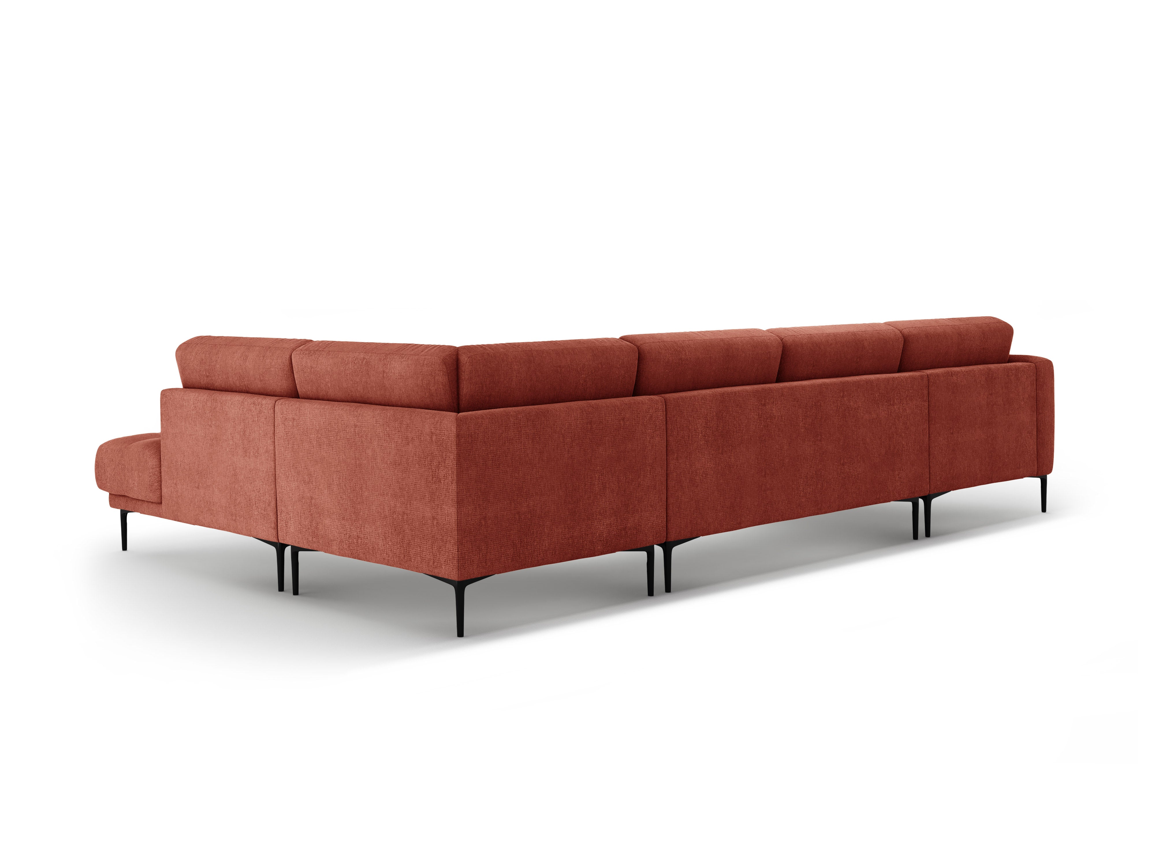 Right-hand panoramic corner sofa BEMY coral chenille