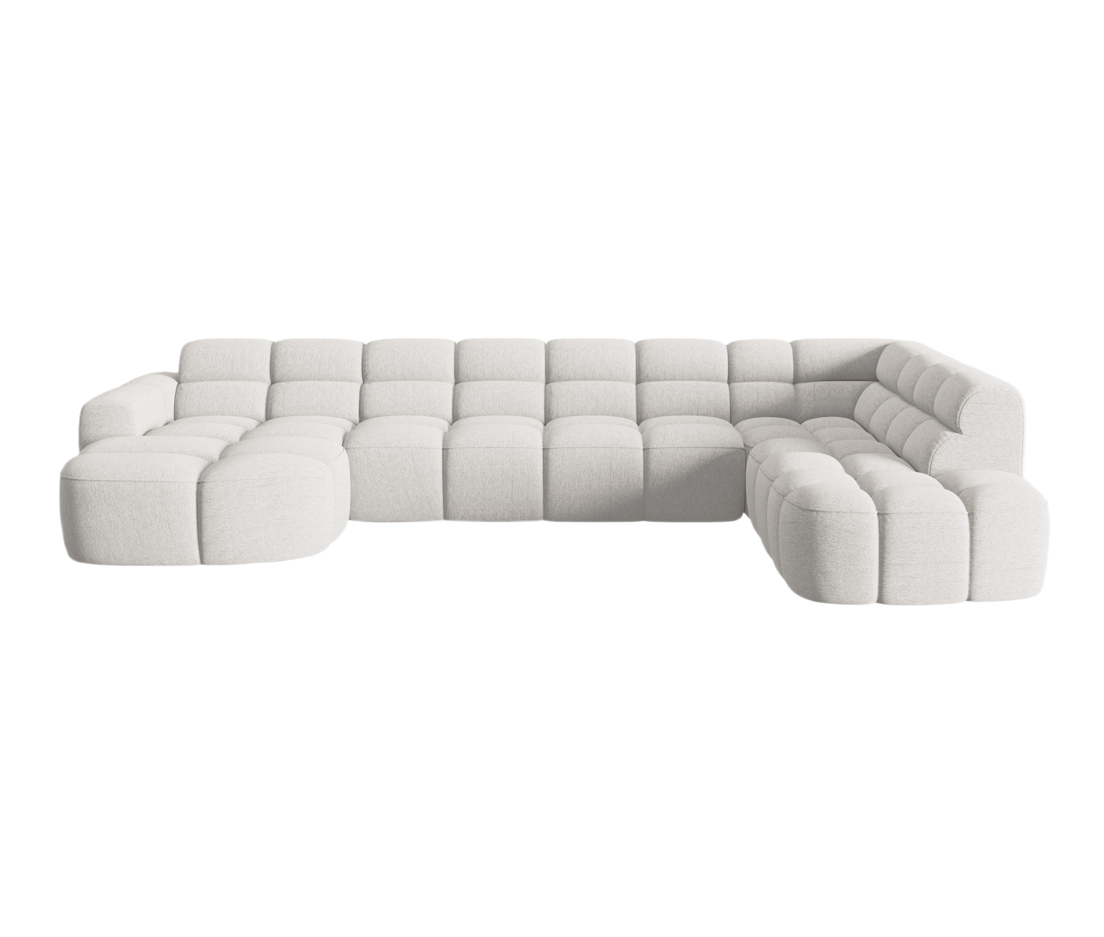Right-facing panoramic corner sofa LISA light gray chenille
