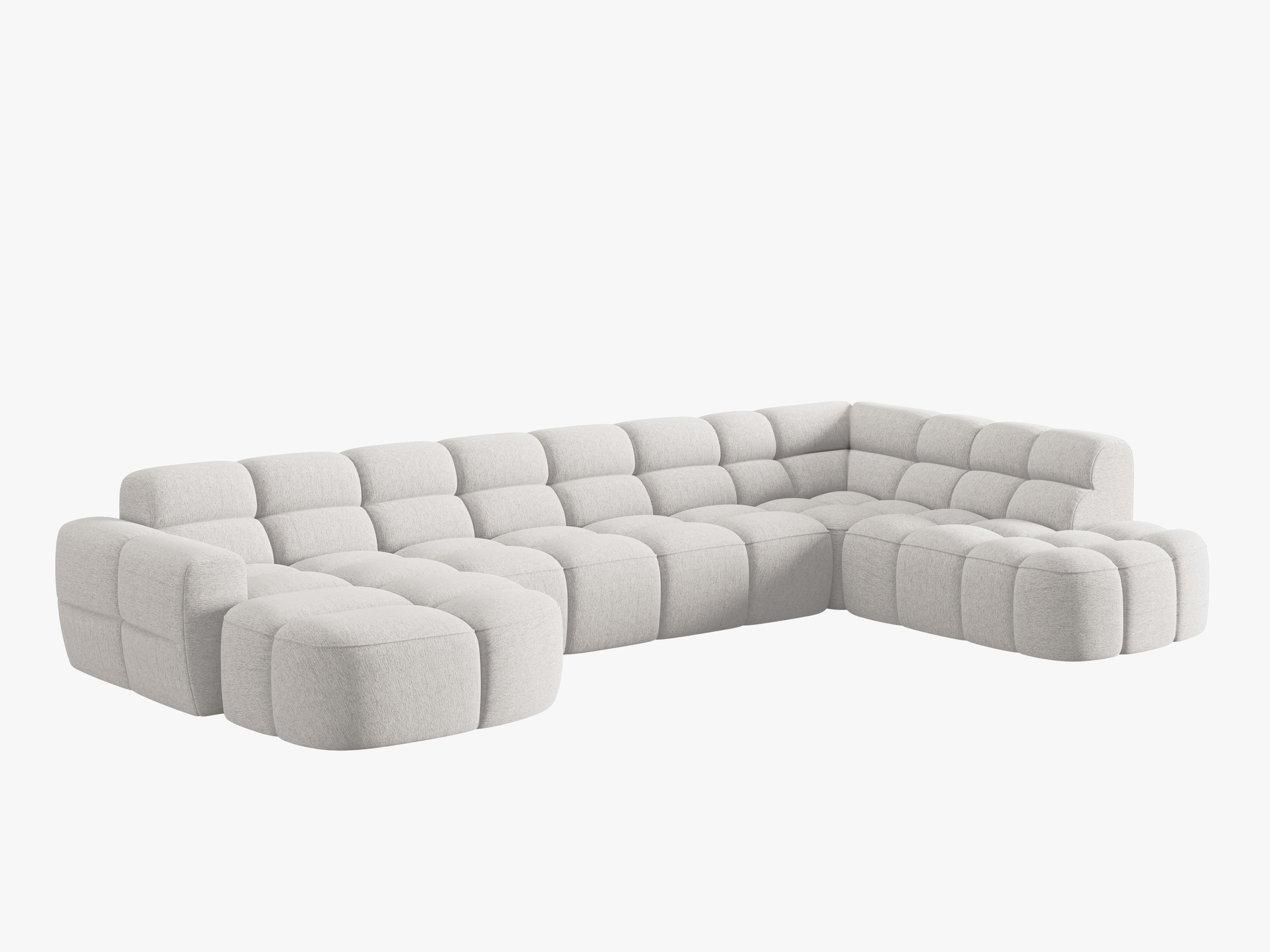 Right-facing panoramic corner sofa LISA light gray chenille