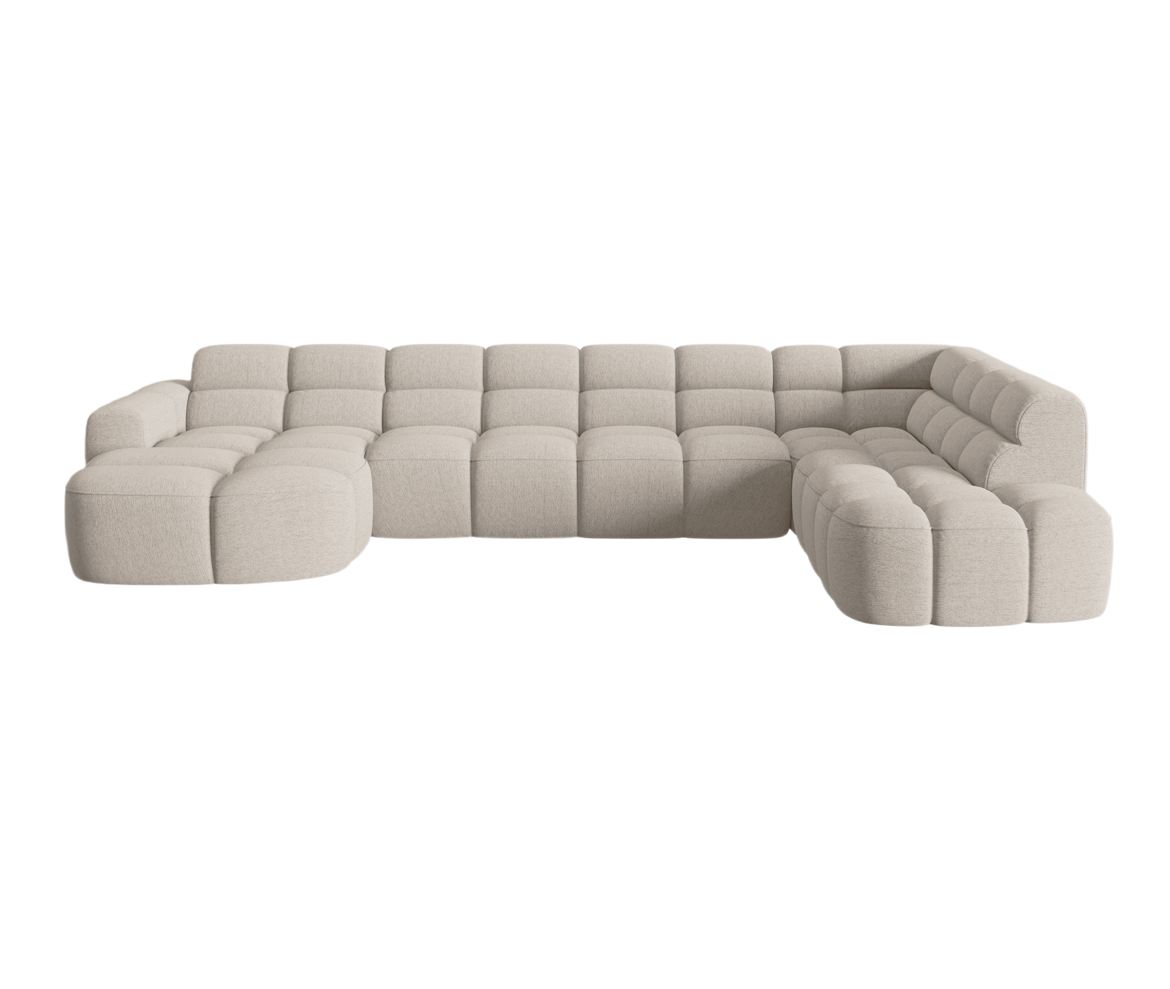 Right-facing panoramic corner sofa LISA sand chenille