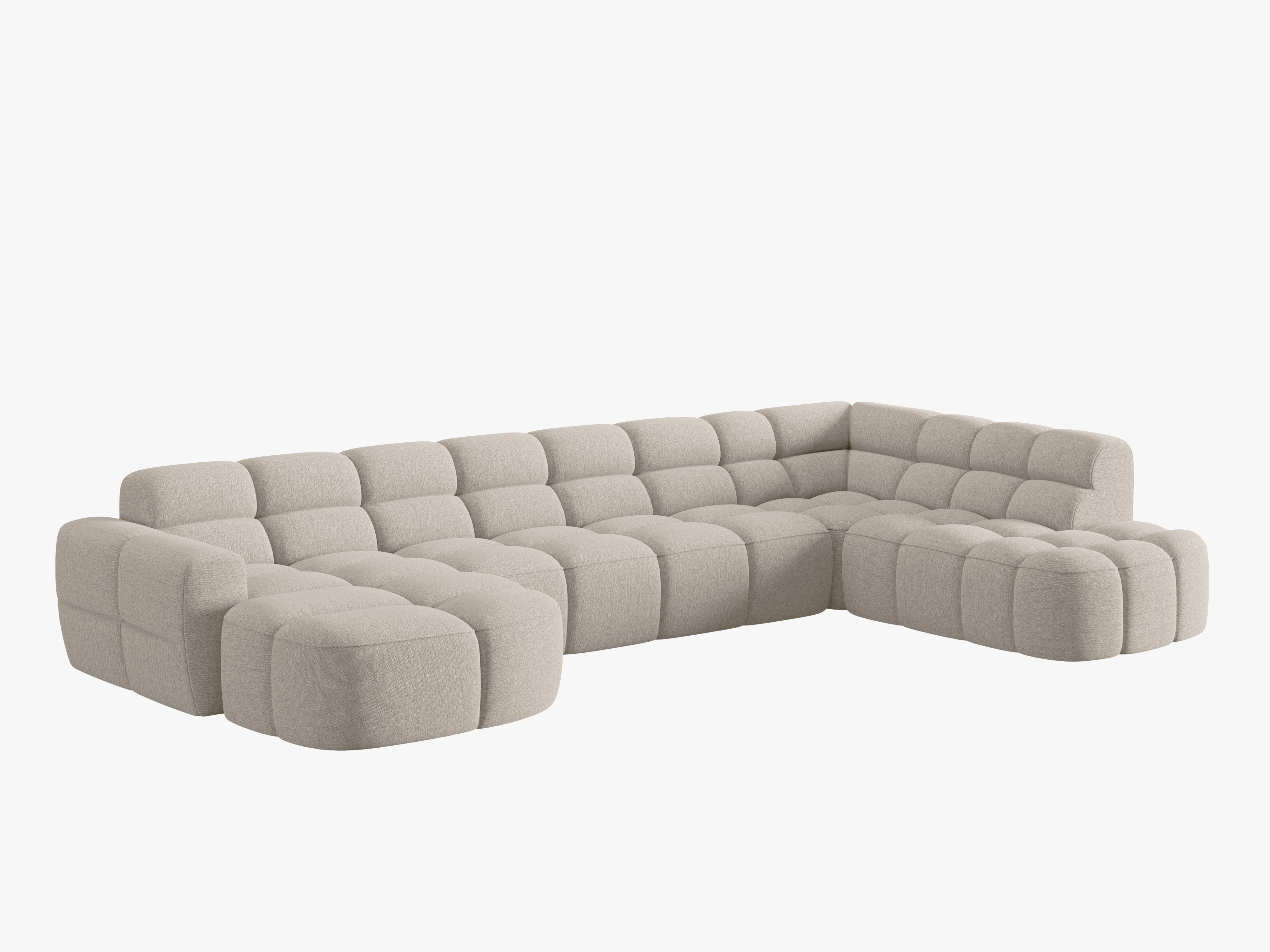 Right-facing panoramic corner sofa LISA sand chenille