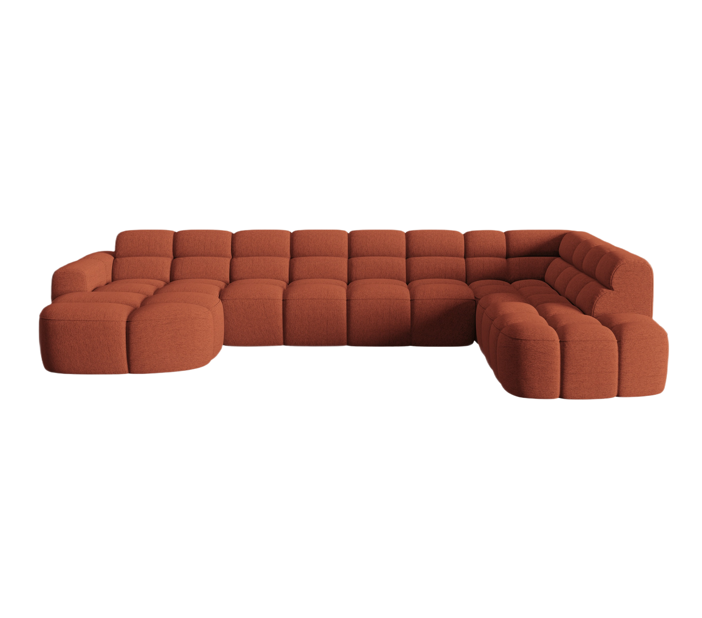 Right-facing panoramic corner sofa LISA terracotta chenille