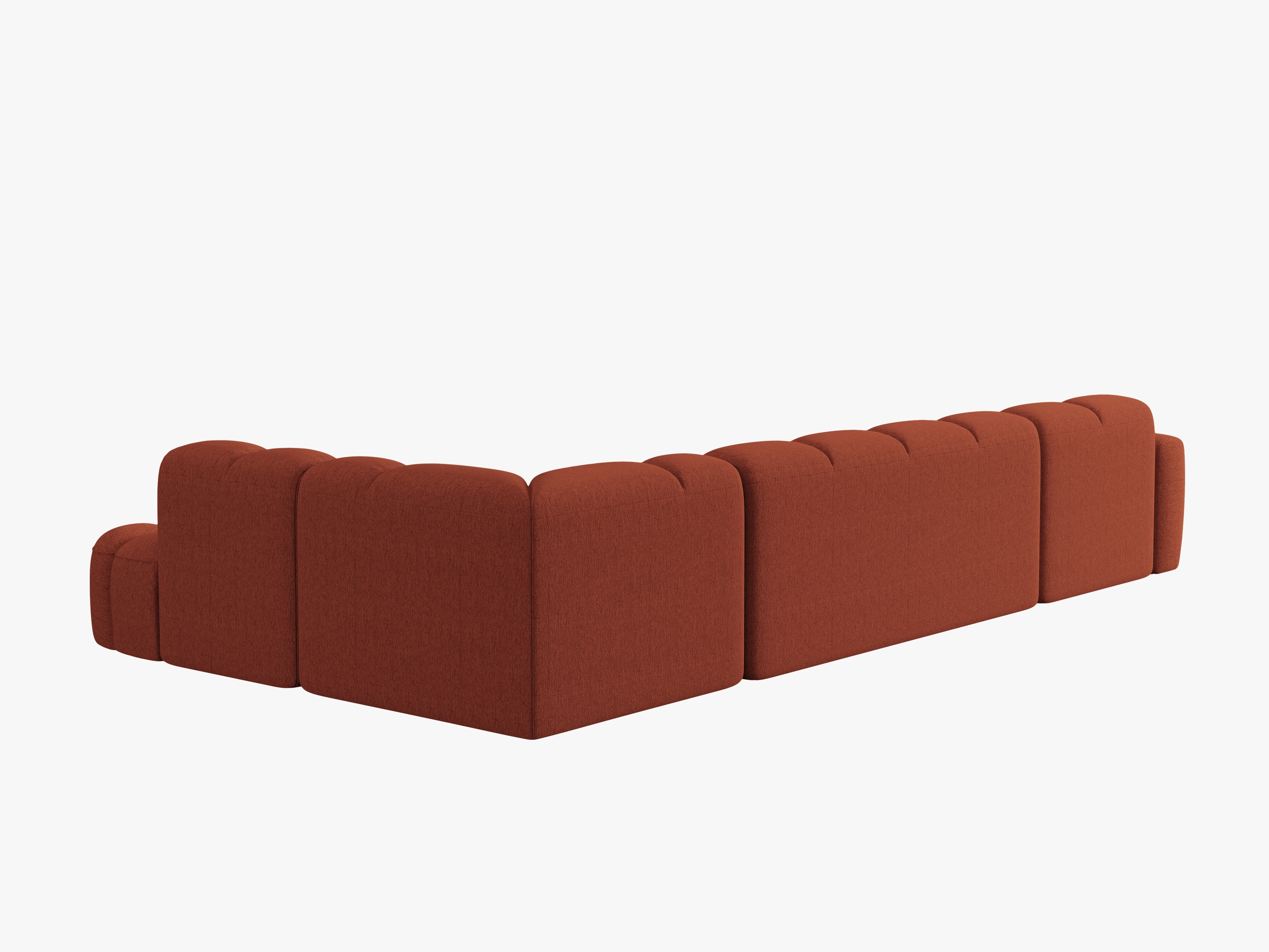 Right-facing panoramic corner sofa LISA terracotta chenille