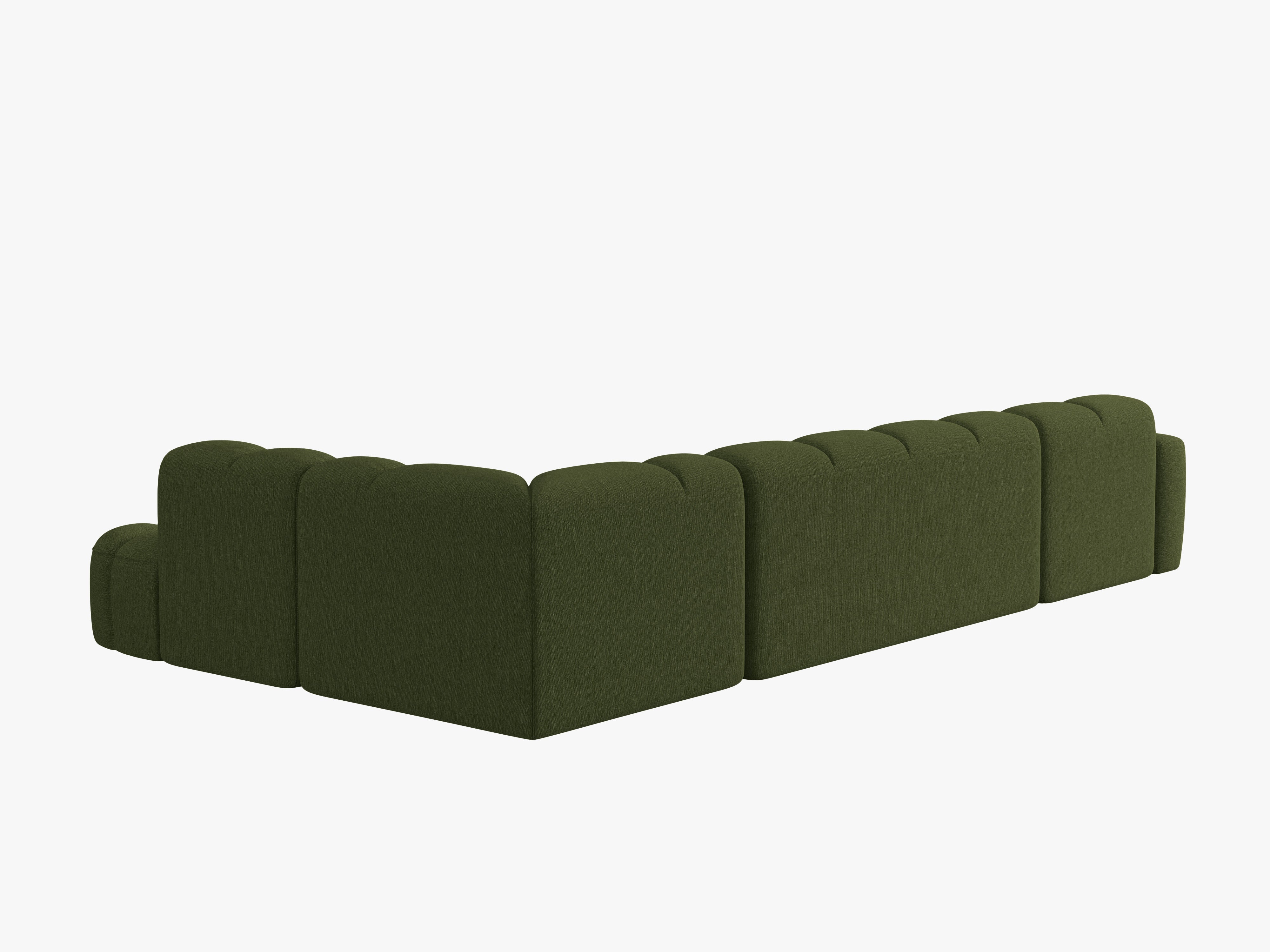 Right-facing panoramic corner sofa LISA green chenille