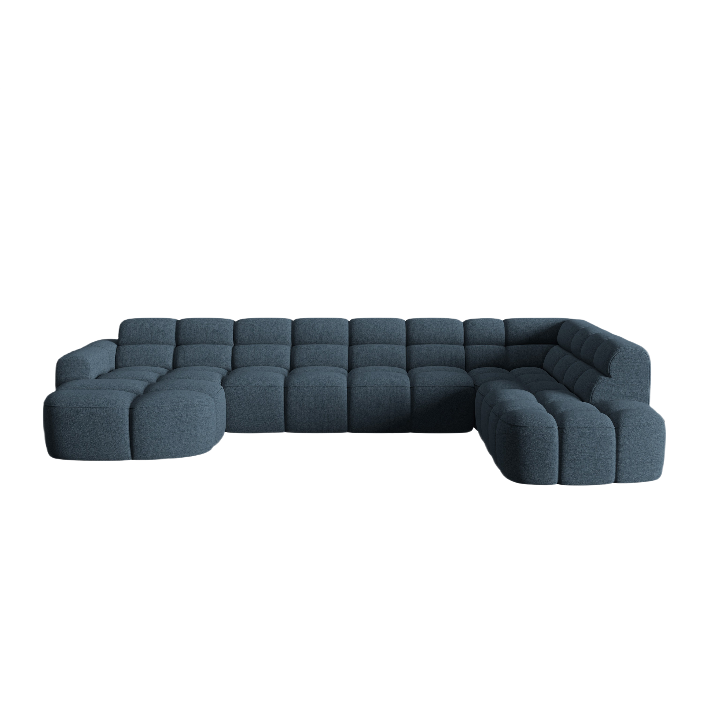 Right-facing panoramic corner sofa LISA dark blue chenille