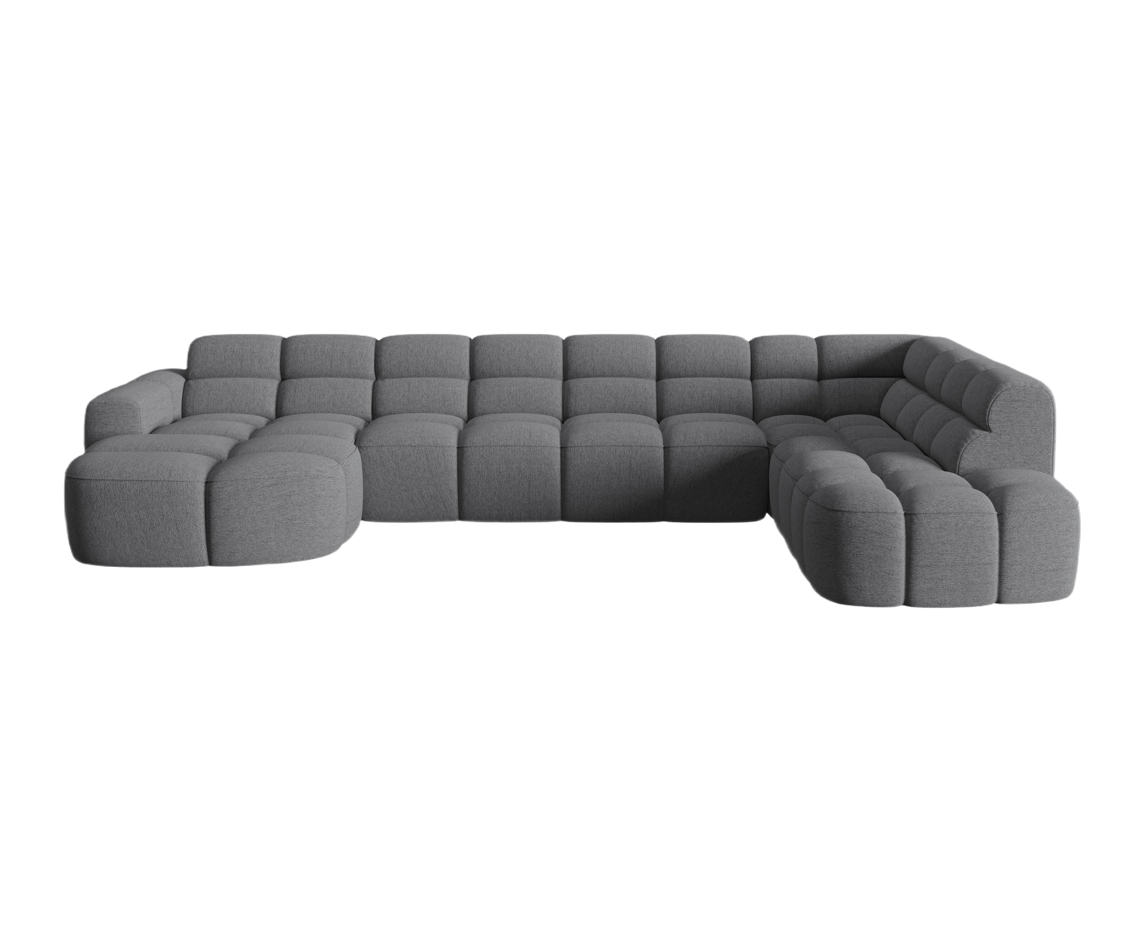 Right-facing panoramic corner sofa LISA gray chenille