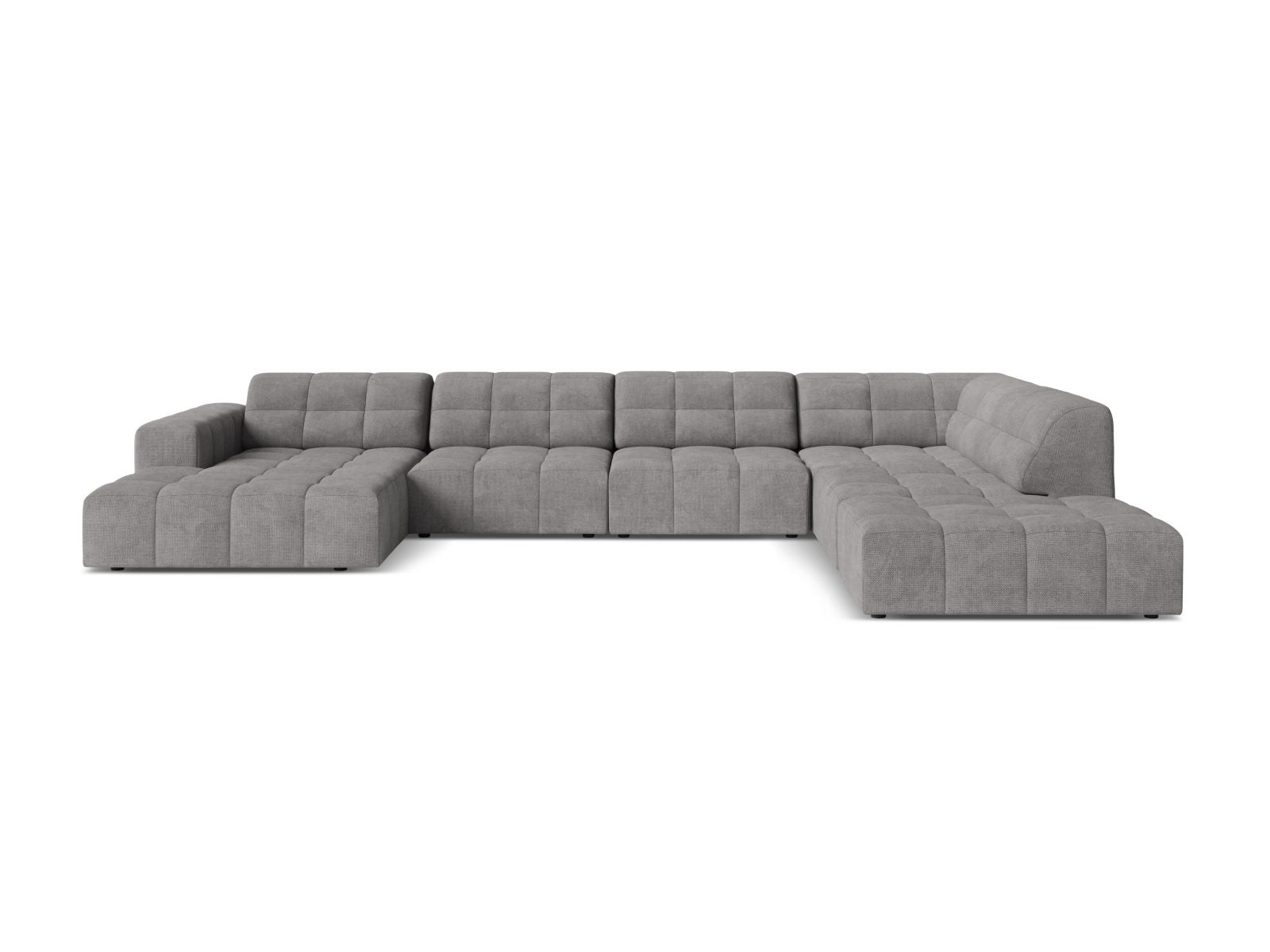 Narożnik panoramiczny prawostronny 7-osobowy JENNIFER jasnoszary szenil – Micadoni