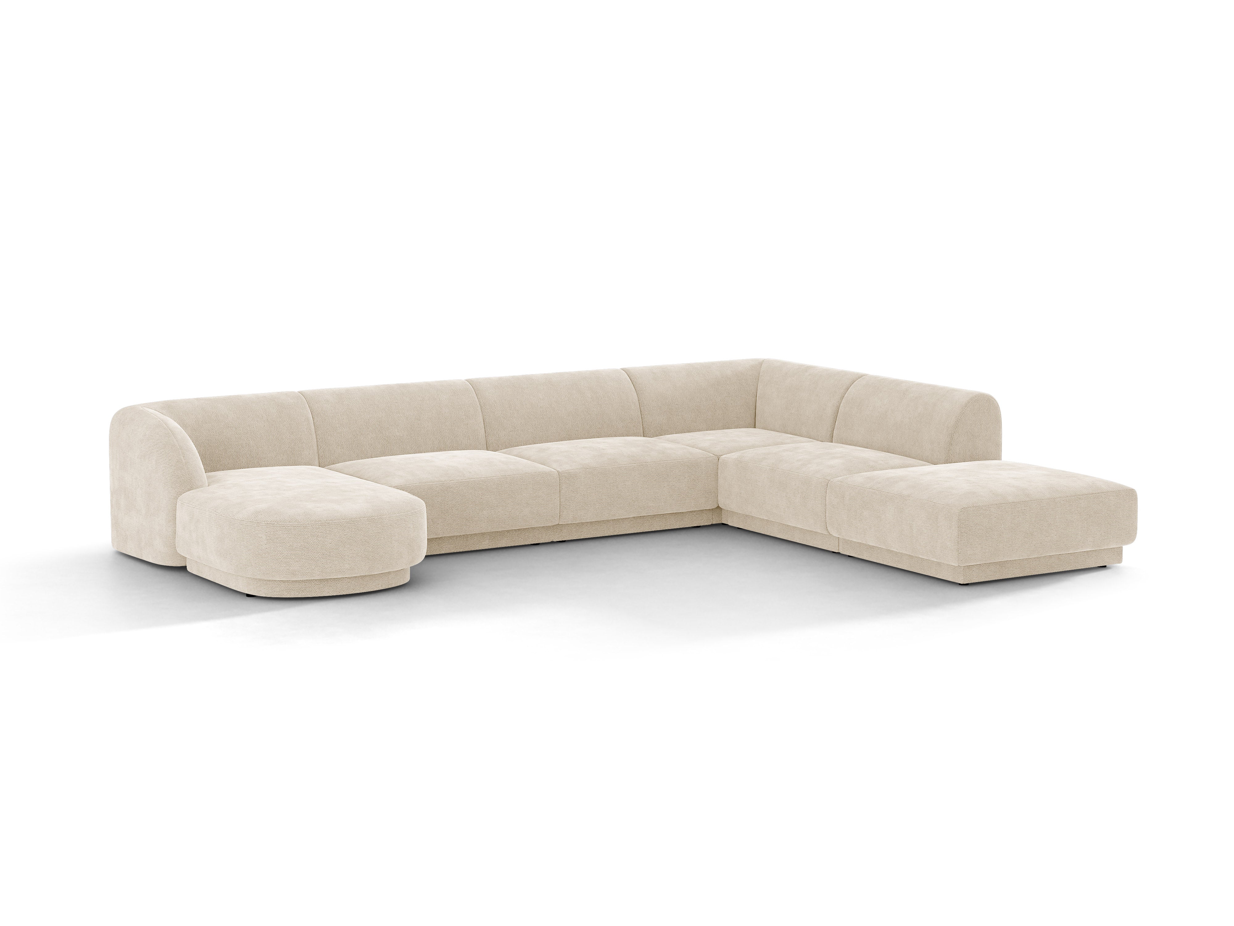 U-förmiger Ecksofa rechts MILEY Elfenbein Chenille