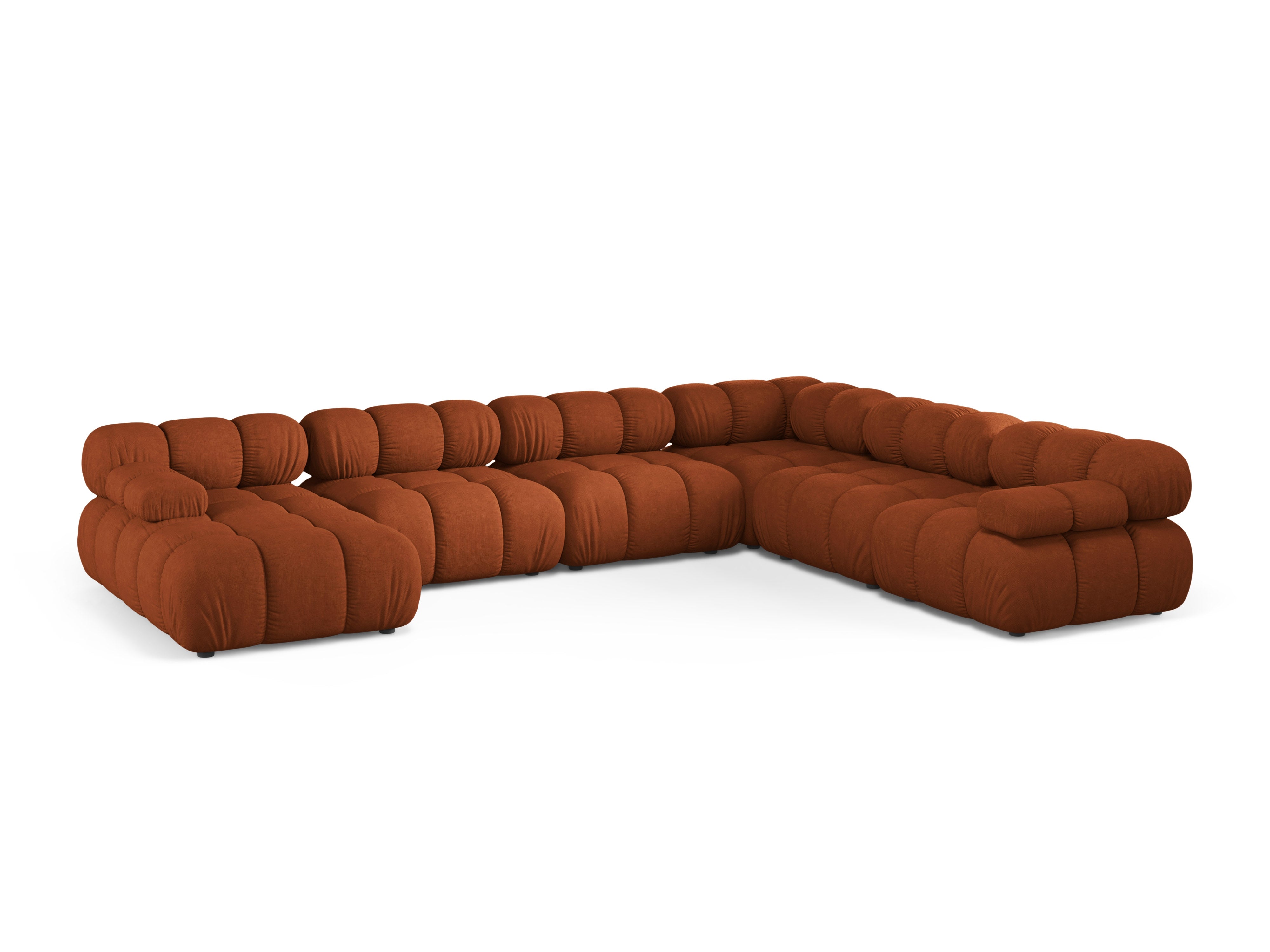 Panoramischer Ecksofa rechts BELLIS in Ziegelrot