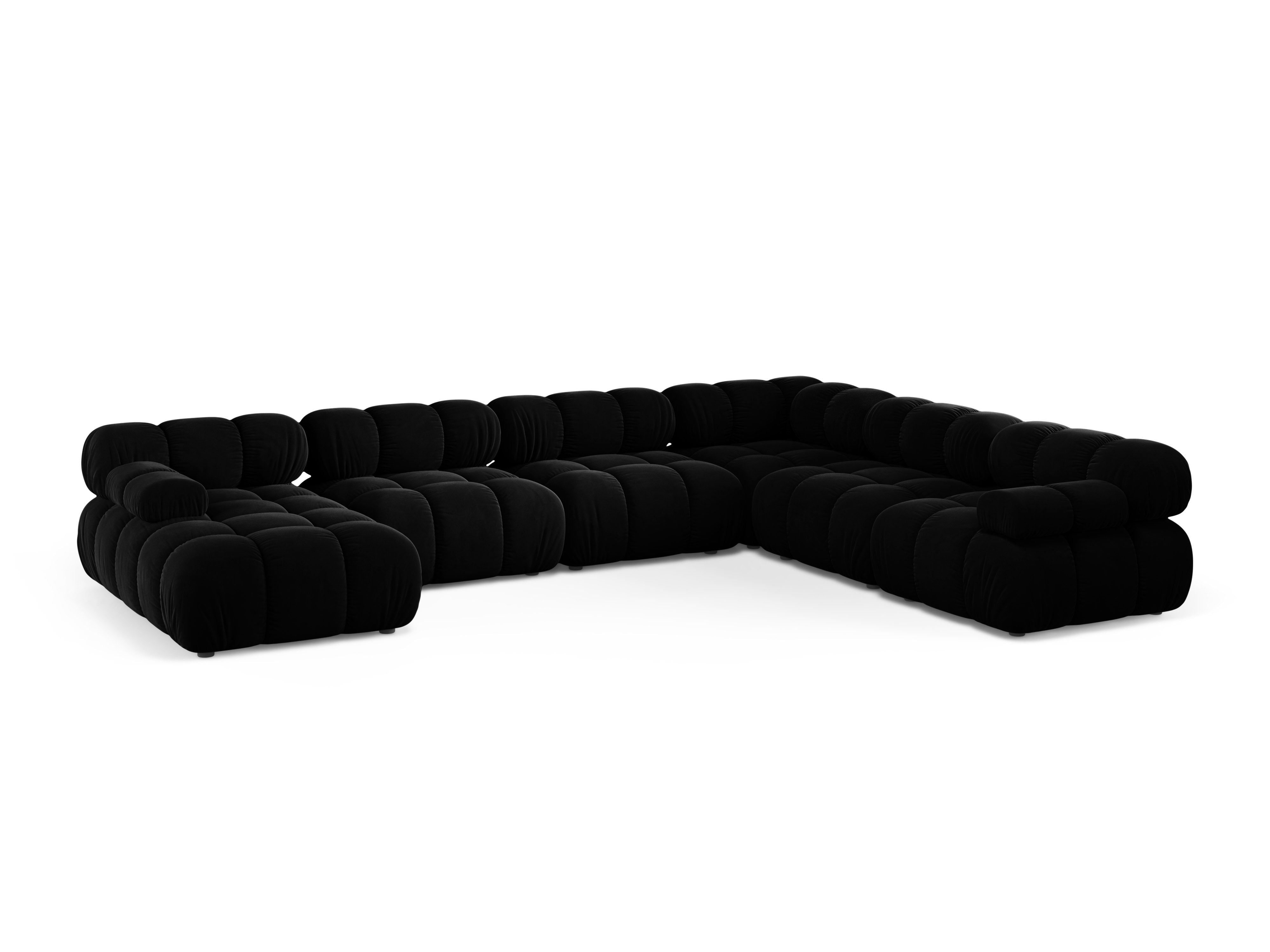 Panoramischer Ecksofa rechts BELLIS aus schwarzem Velours