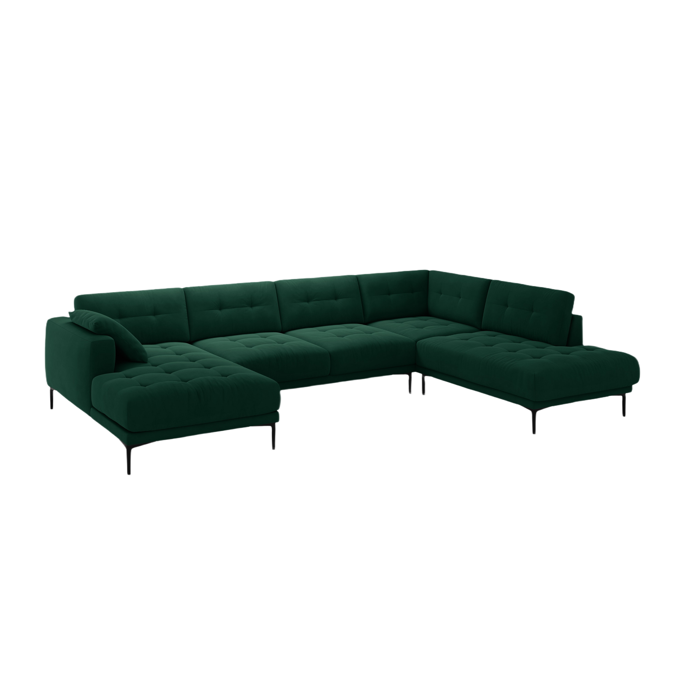Right-facing panoramic corner sofa velvet BEMY bottle green