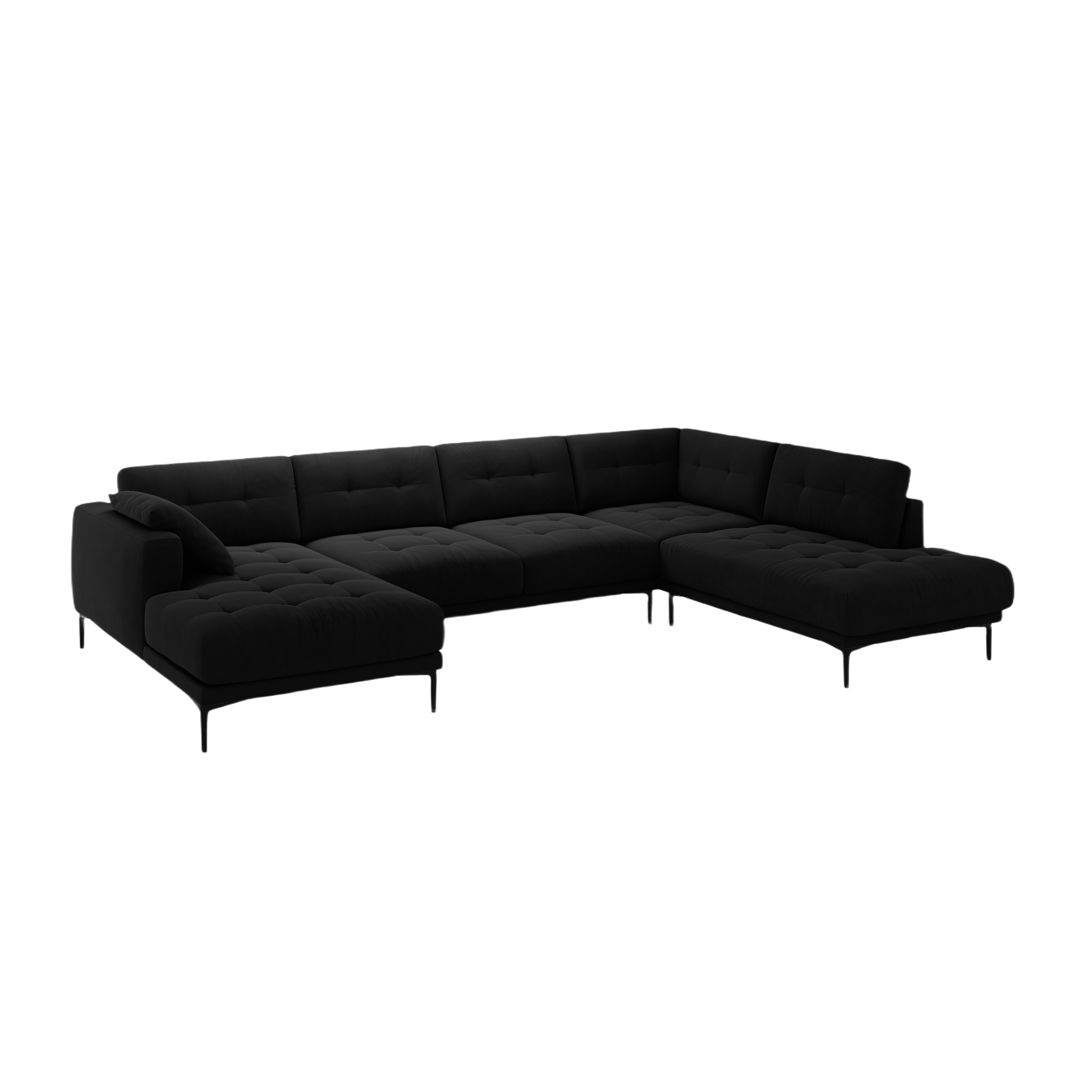 Right-sided panoramic velvet corner sofa BEMY black
