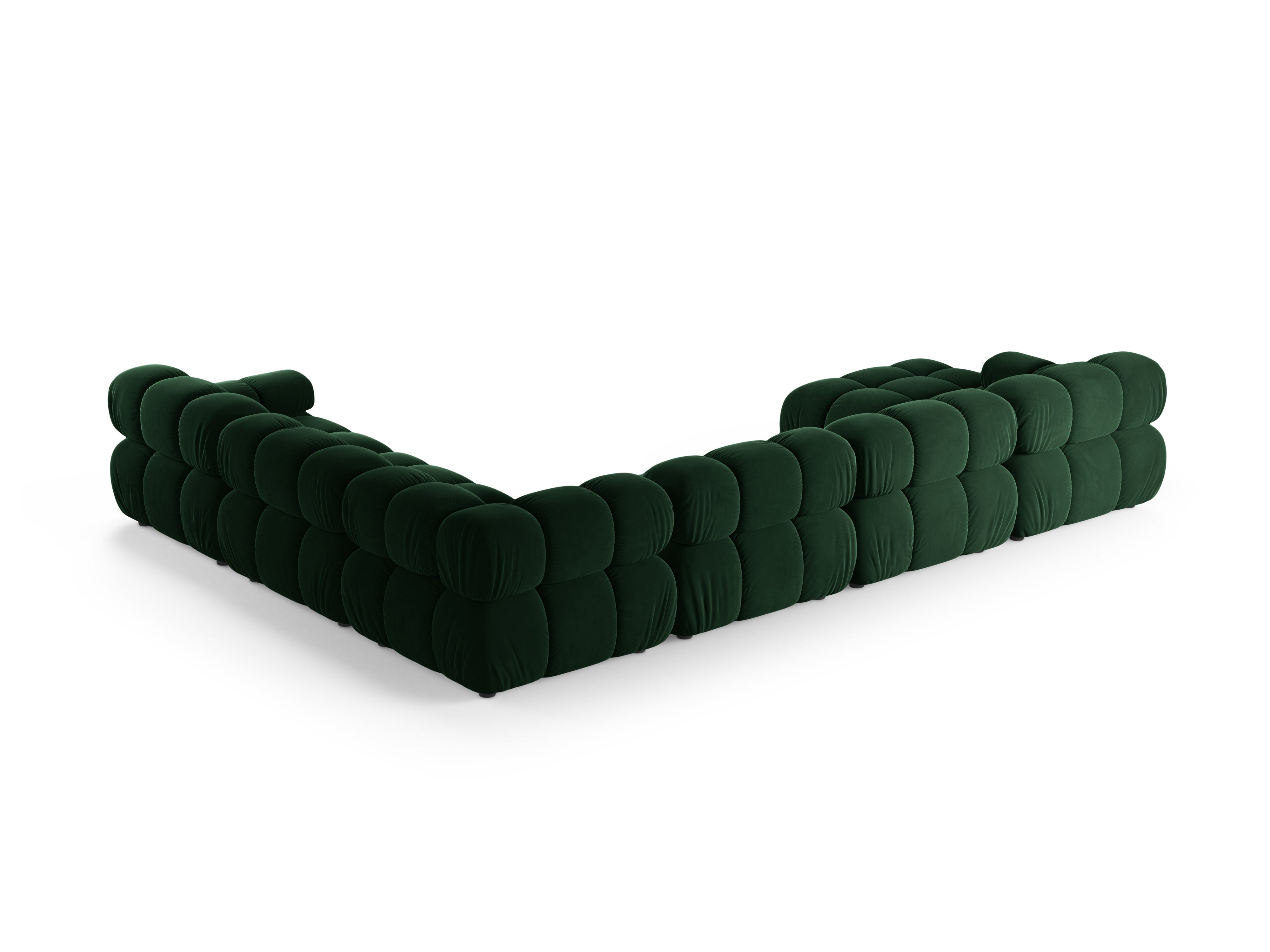 Panoramischer Samt-Ecksofa BELLIS in Flaschengrün, rechtsseitig