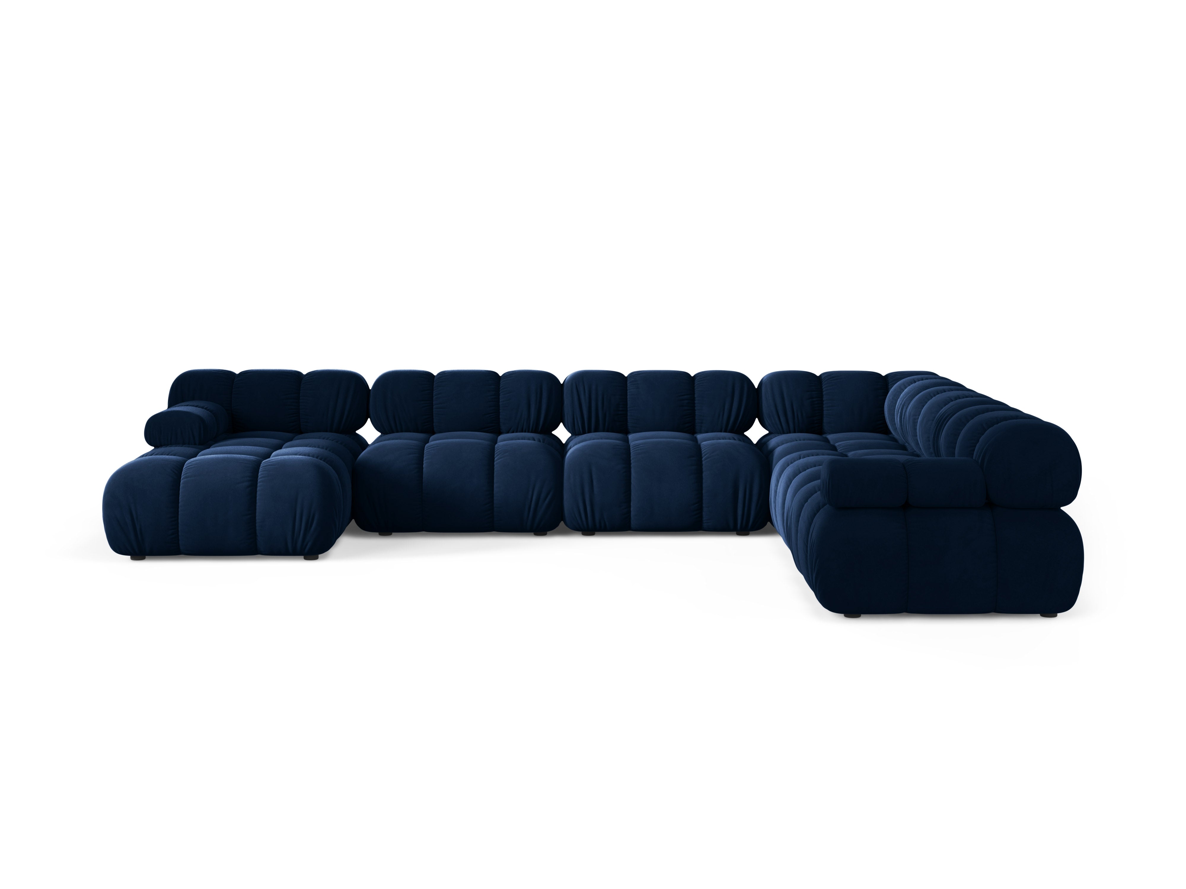 Panoramischer Samt-Ecksofa rechts BELLIS in königsblau