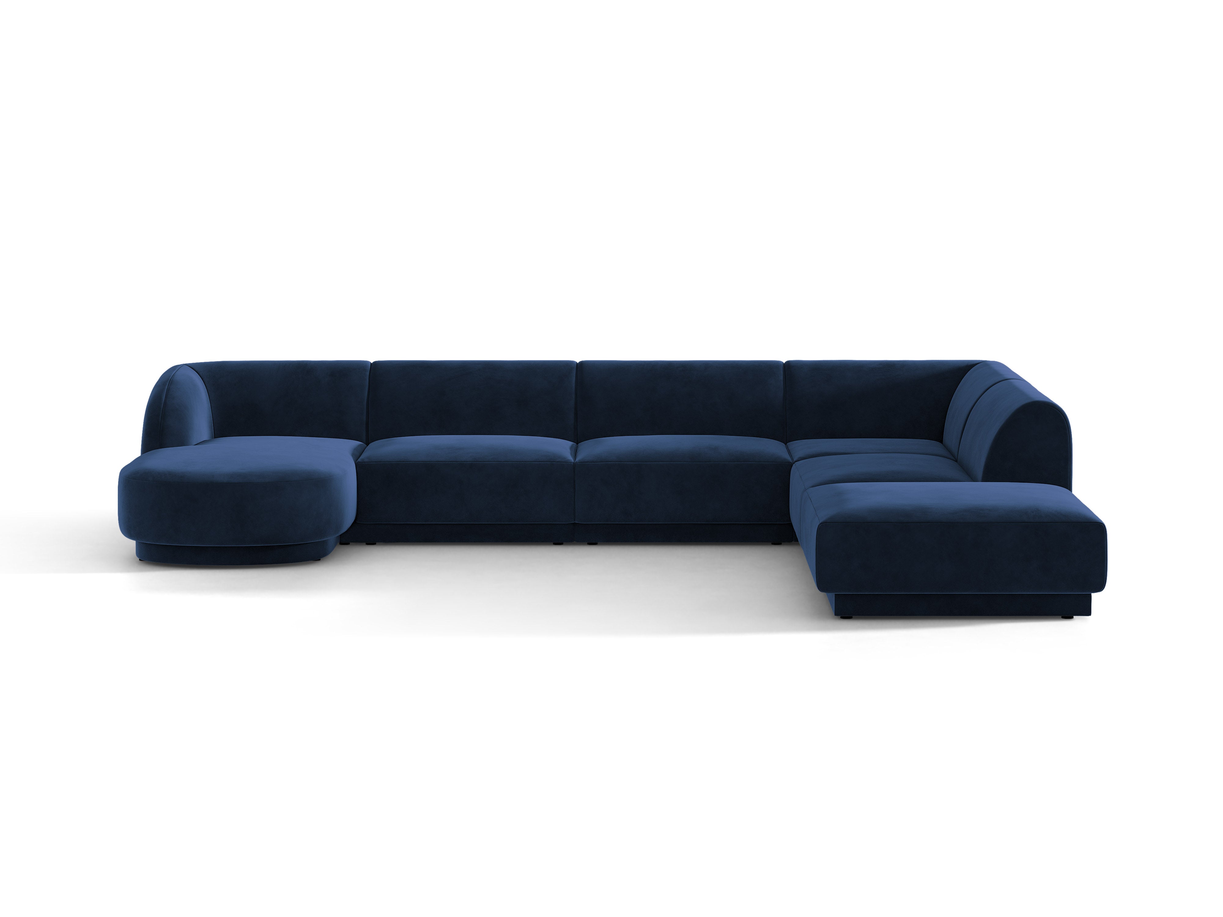 Samt-Ecksofa für 6 Personen in U-Form rechts MILEY marineblau