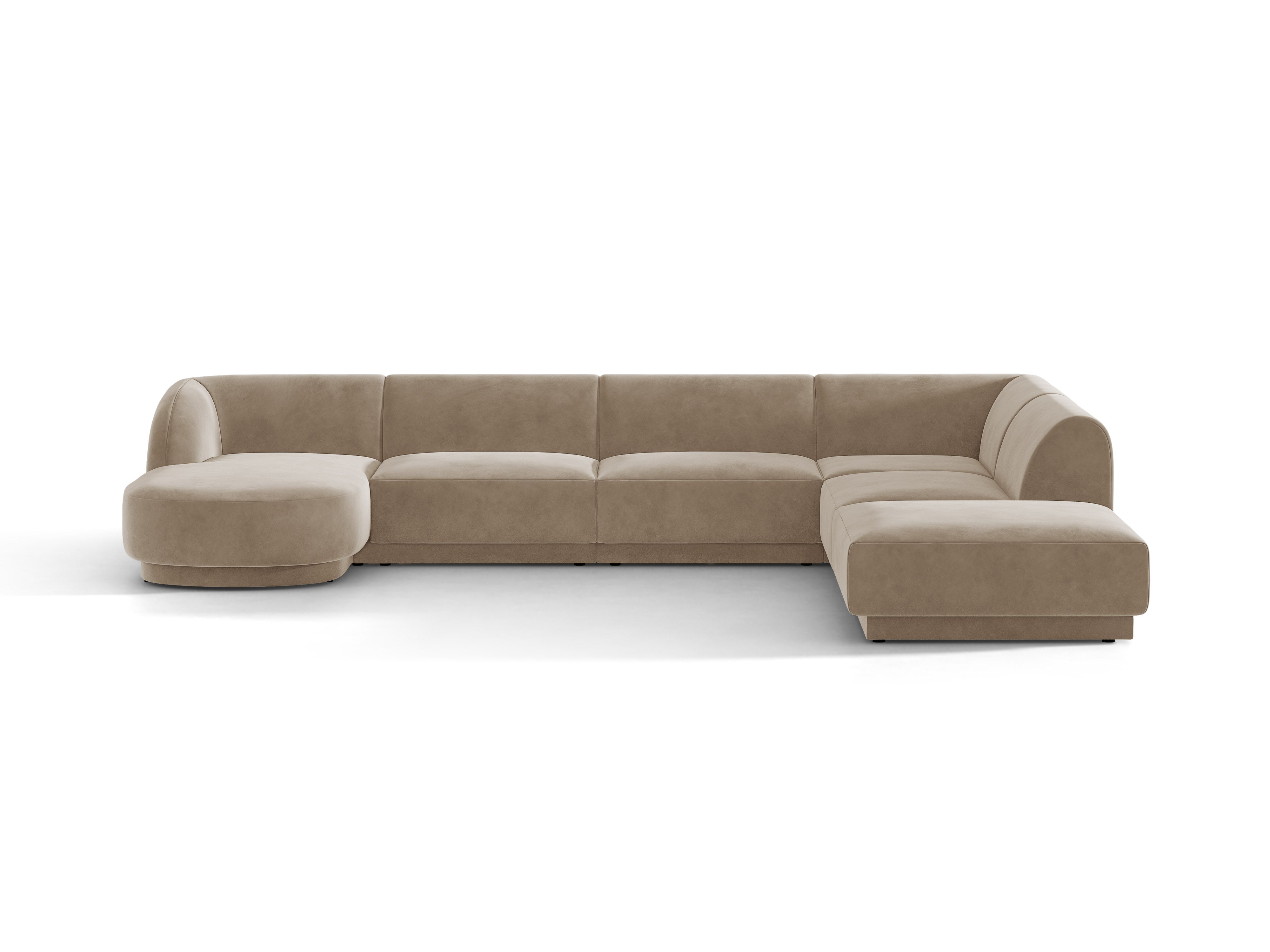 Samt-Ecksofa für 6 Personen in U-Form rechts MILEY cappuccino