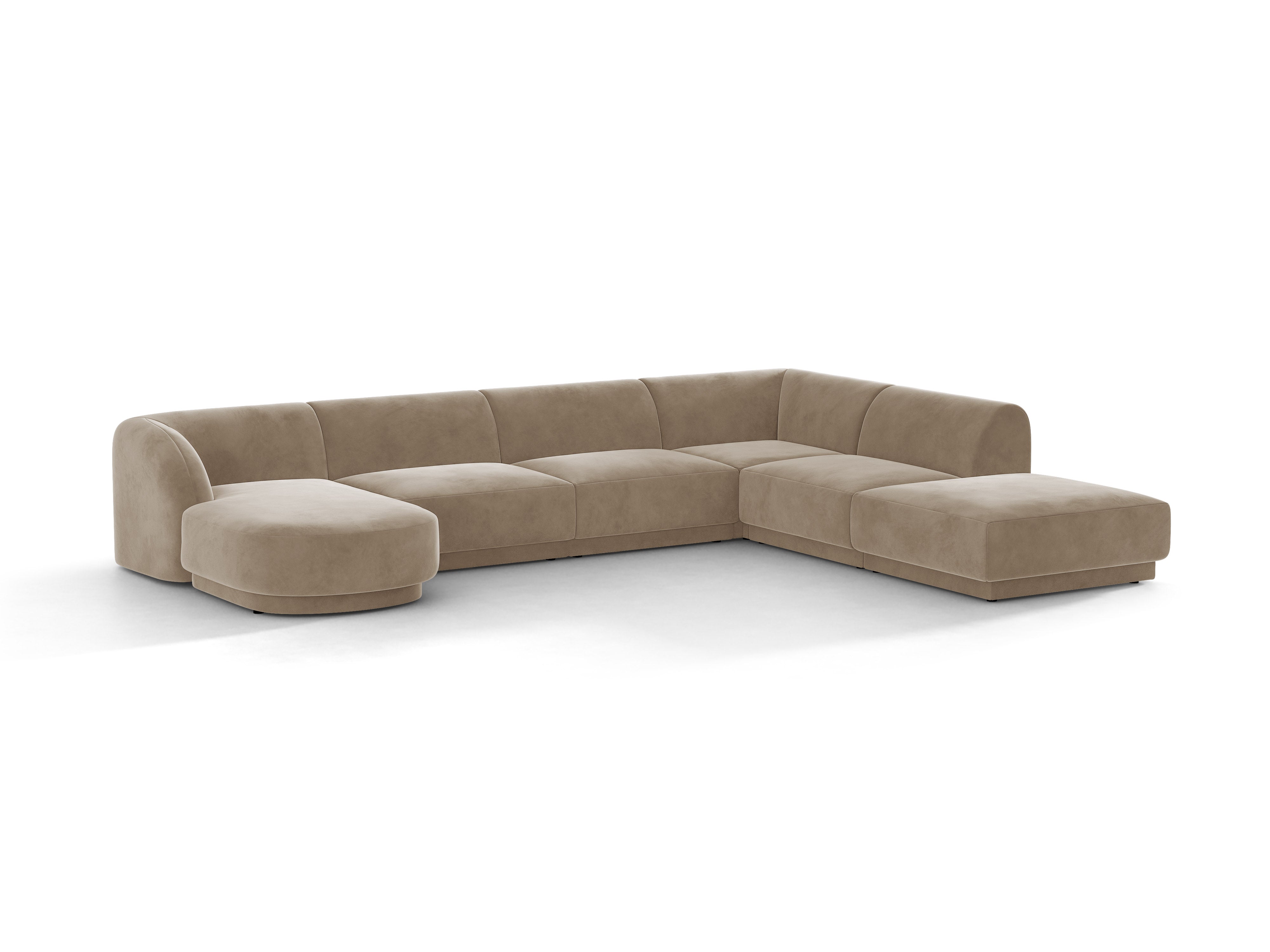 Samt-Ecksofa für 6 Personen in U-Form rechts MILEY cappuccino