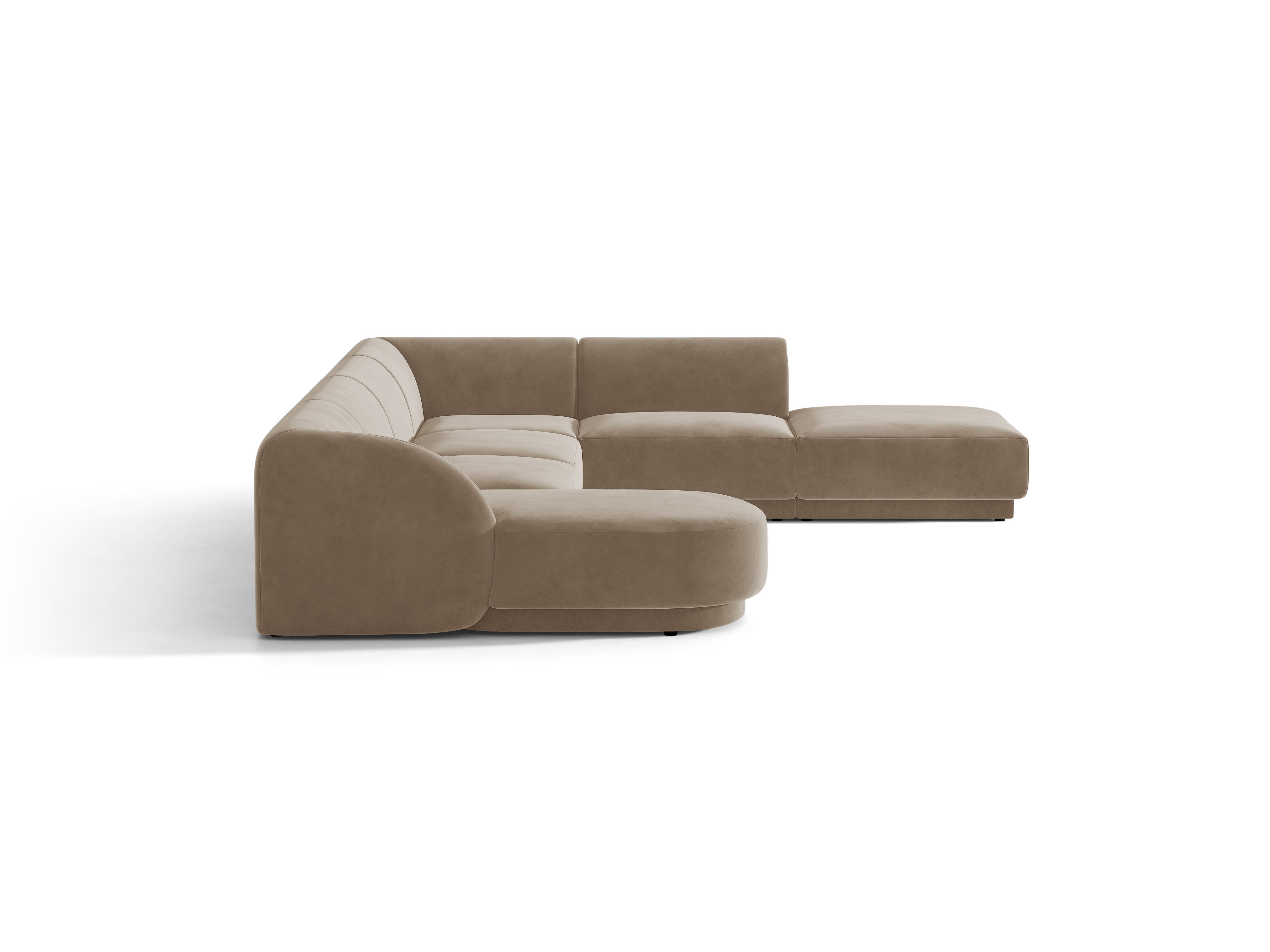 Samt-Ecksofa für 6 Personen in U-Form rechts MILEY cappuccino