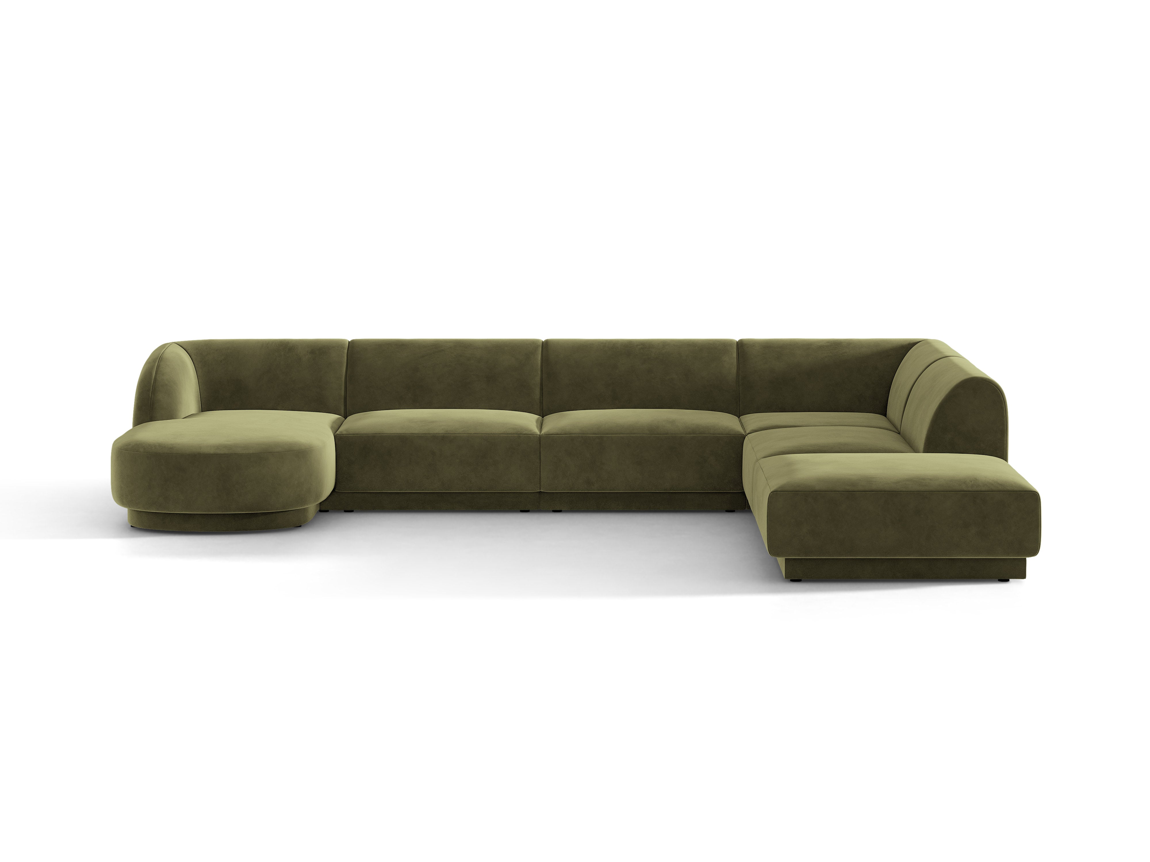 Samt-Ecksofa für 6 Personen in U-Form rechts MILEY grün