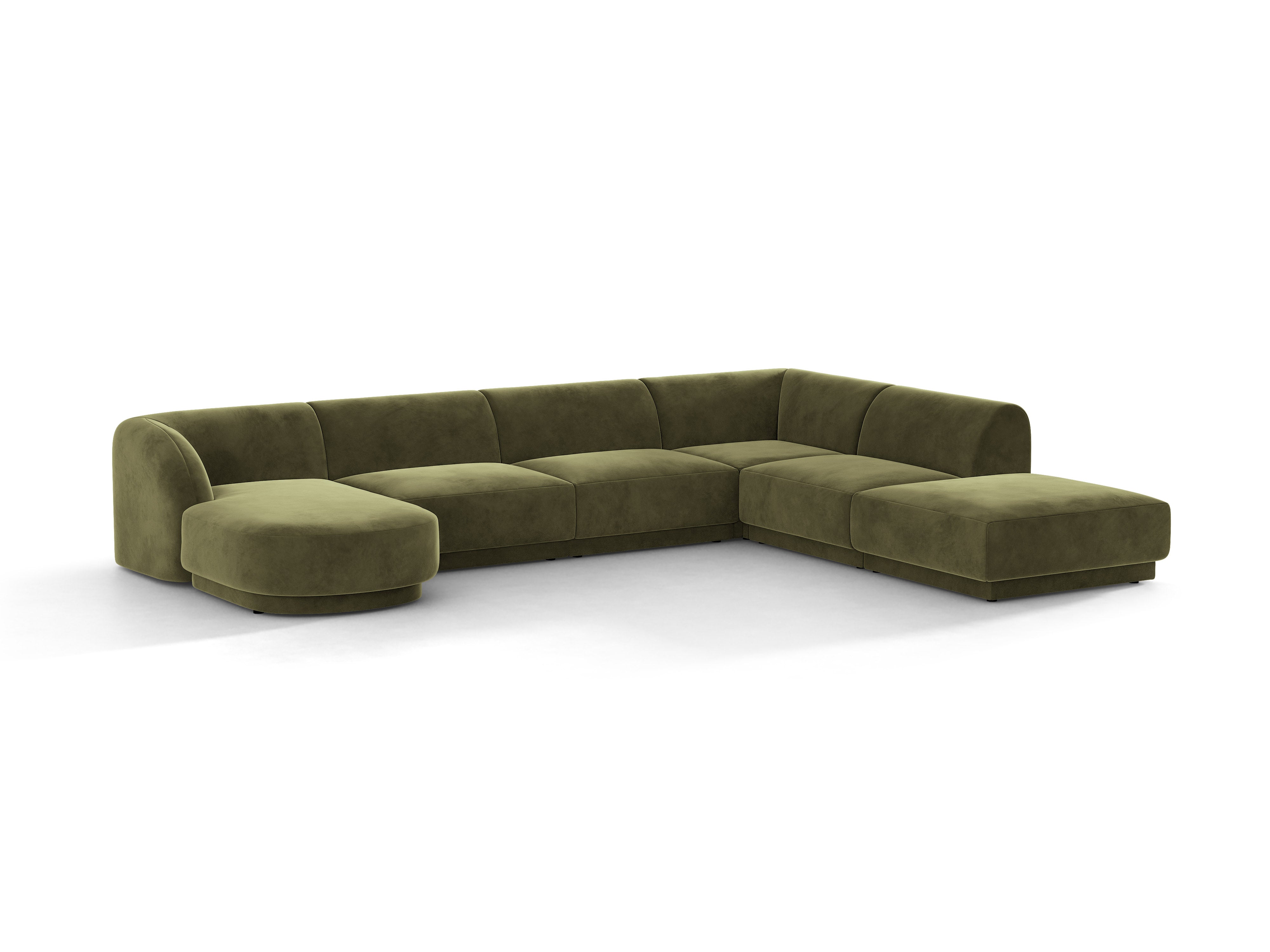 Samt-Ecksofa für 6 Personen in U-Form rechts MILEY grün