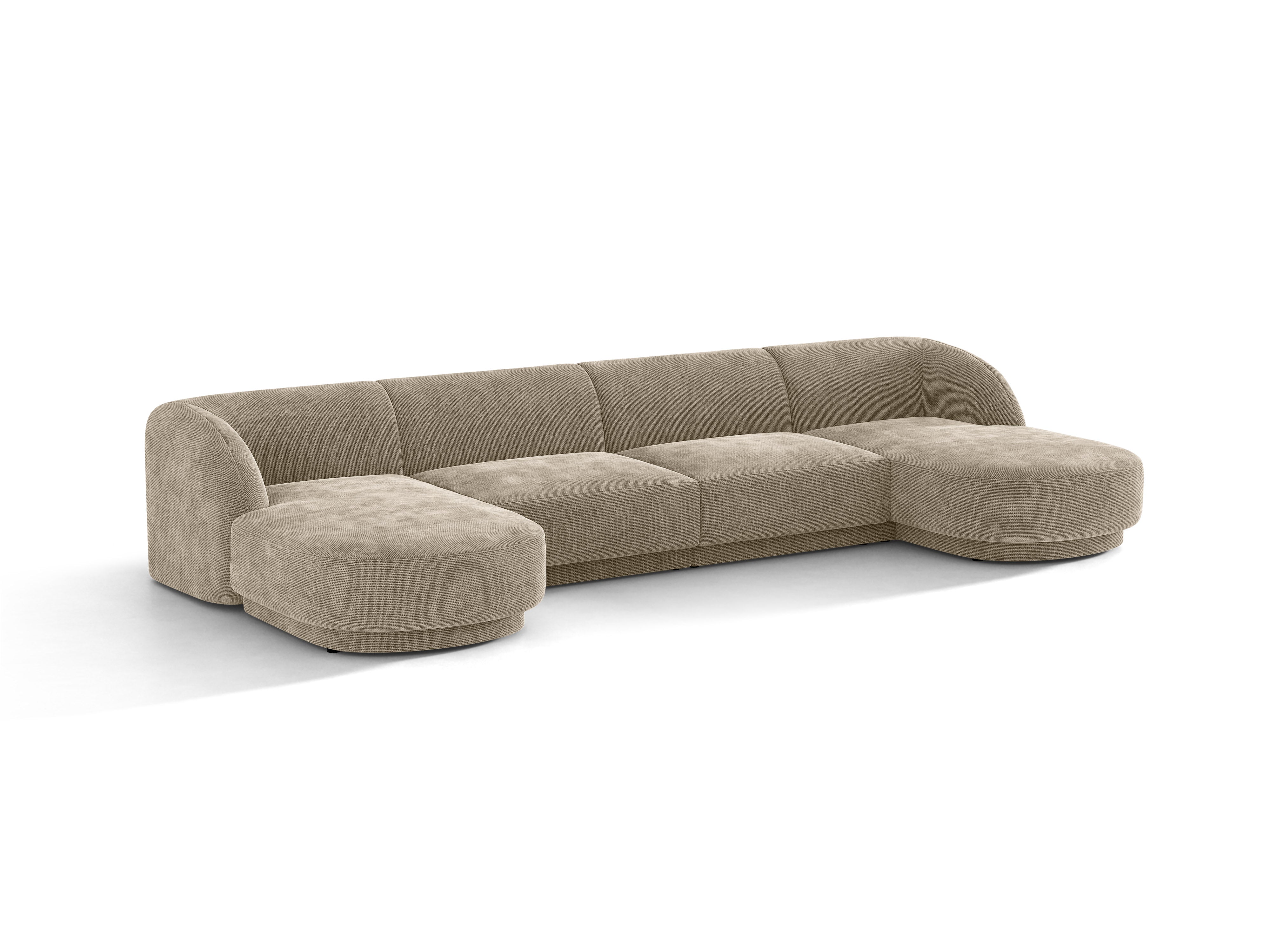 Panoramacouch für 5 Personen MILEY beige seidiger Chenille